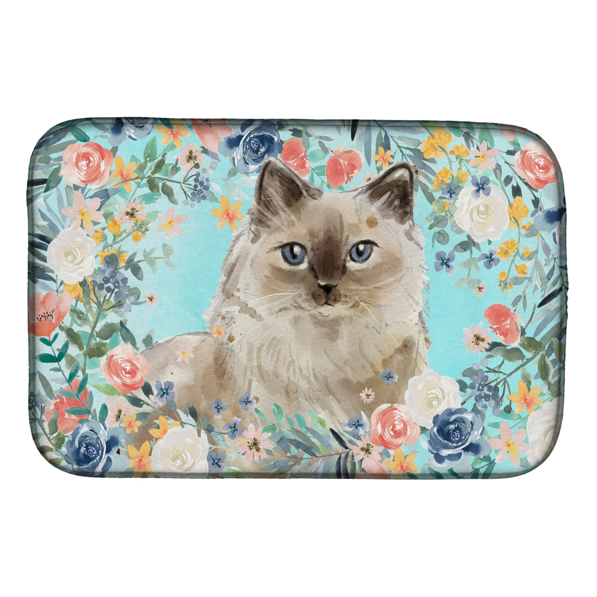 Ragdoll Spring Flowers Dish Drying Mat