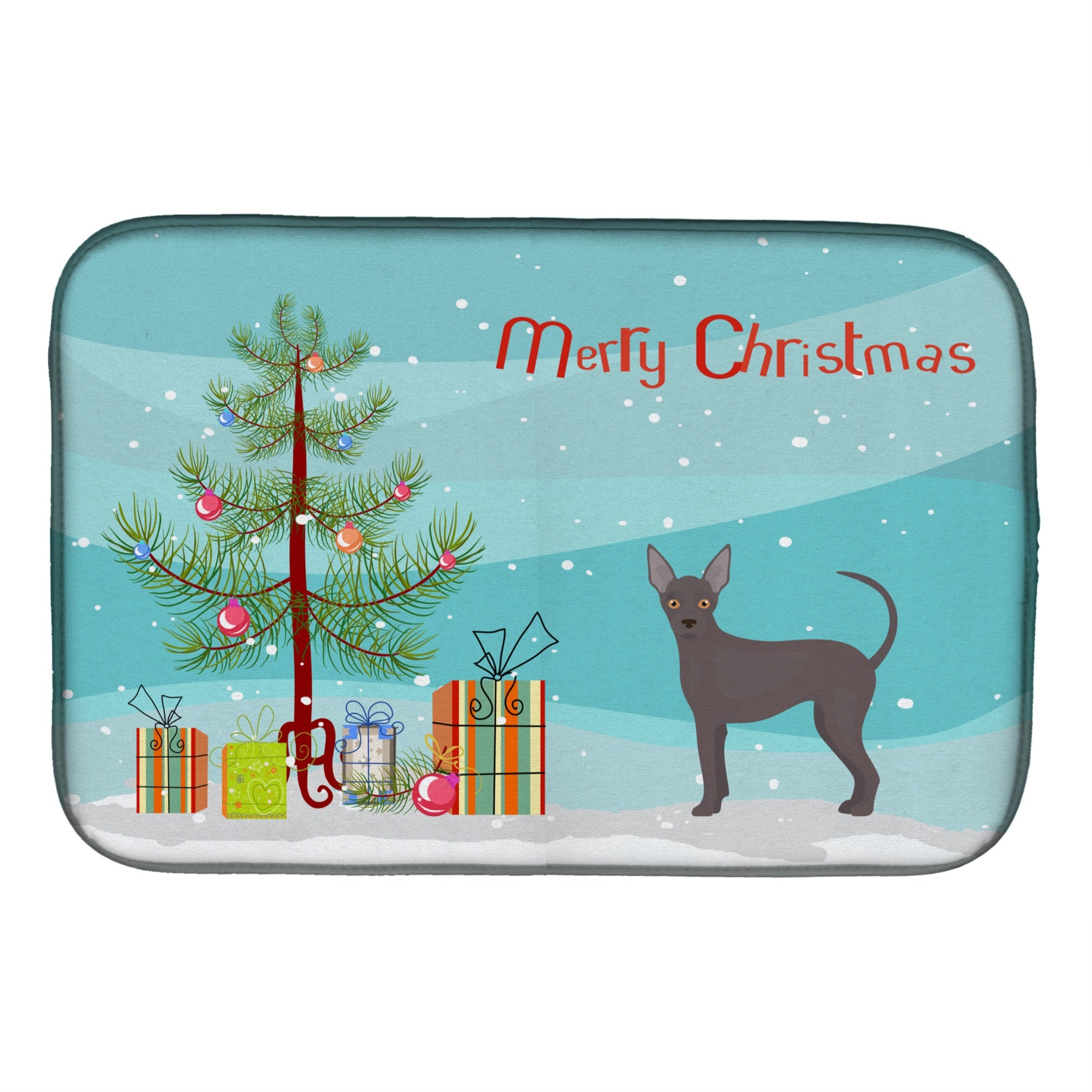 Abyssinian Or African Hairless Dog Christmas Tree Dish Drying Mat