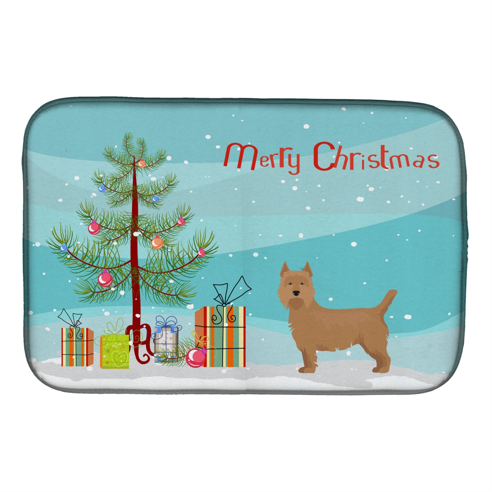 Airedale Terrier Christmas Tree Dish Drying Mat