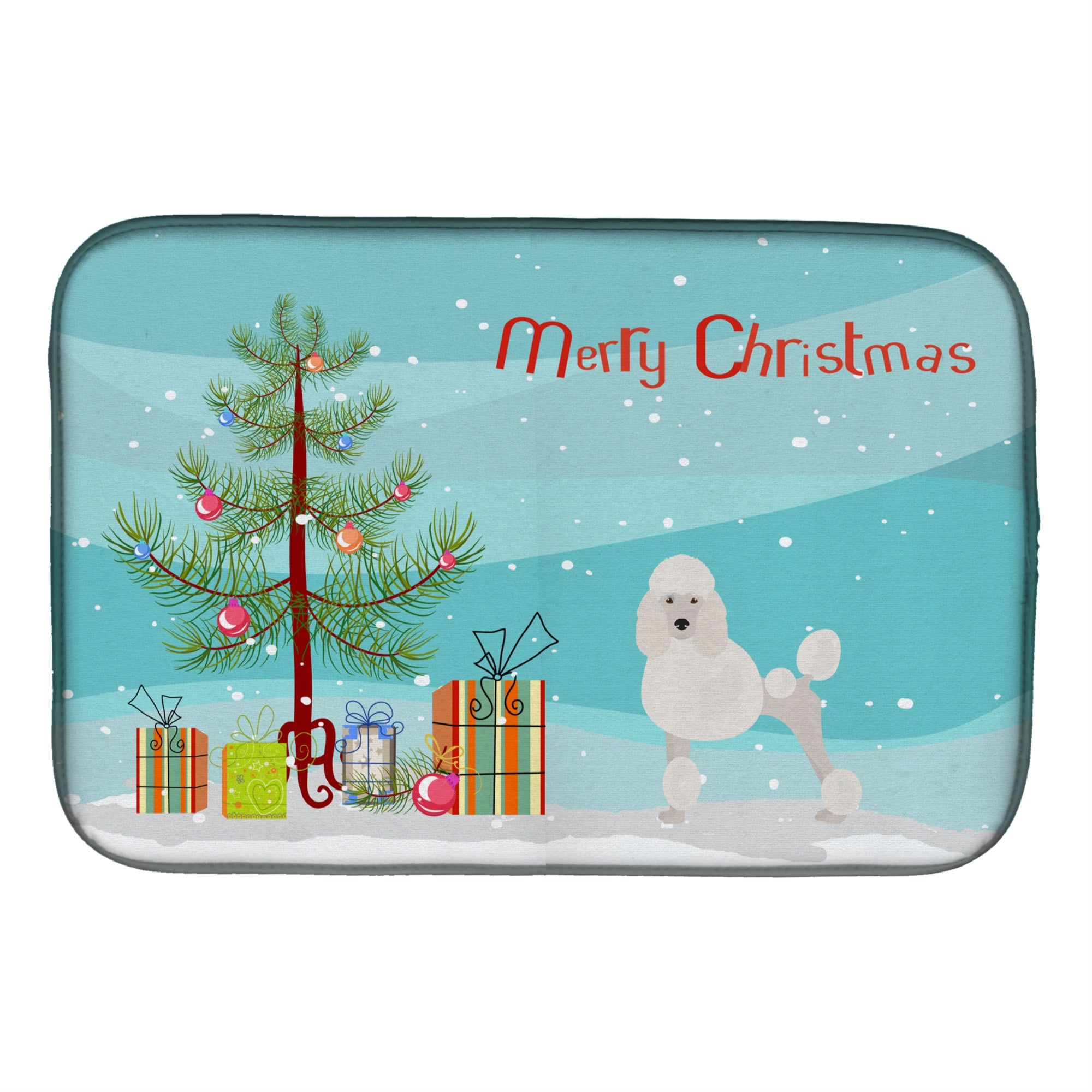 Miniature Poodle Christmas Tree Dish Drying Mat