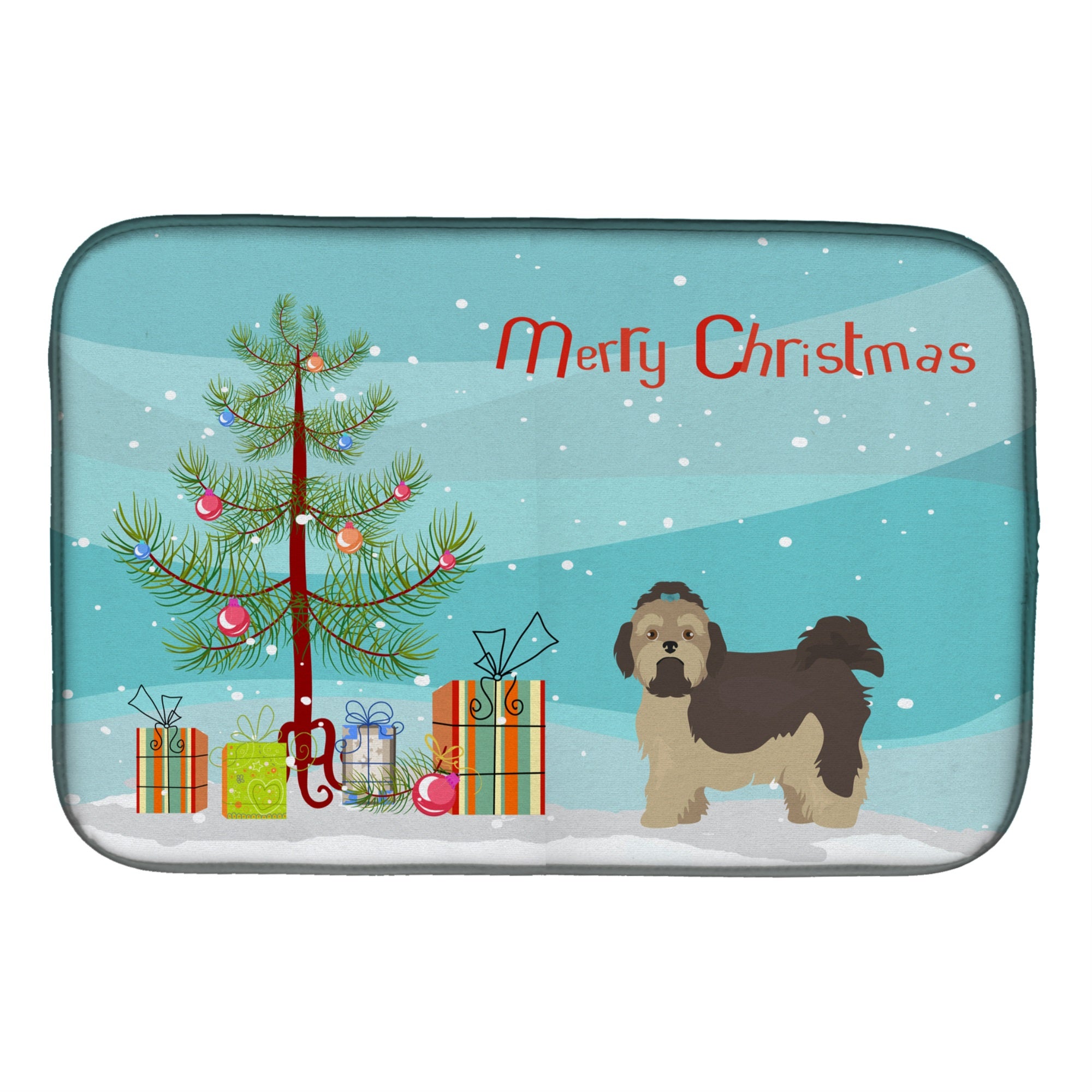 Russian Tsvetnaya Bolonka Lap Dog  Christmas Tree Dish Drying Mat