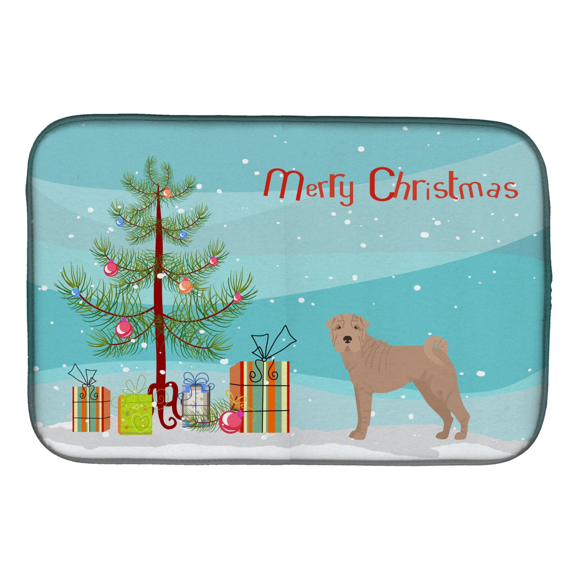 Shar Pei Christmas Tree Dish Drying Mat