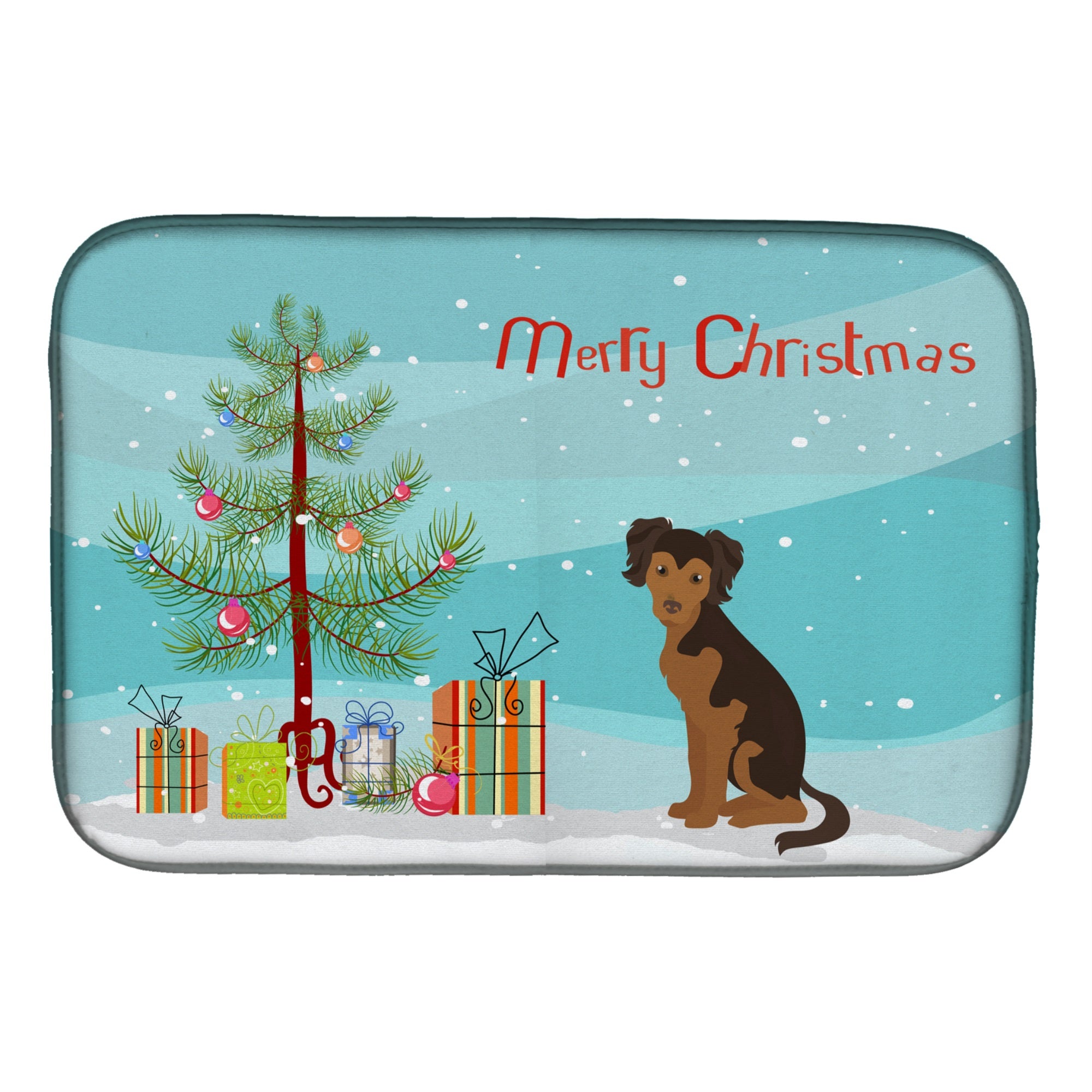 Persian Chihuahua Christmas Tree Dish Drying Mat