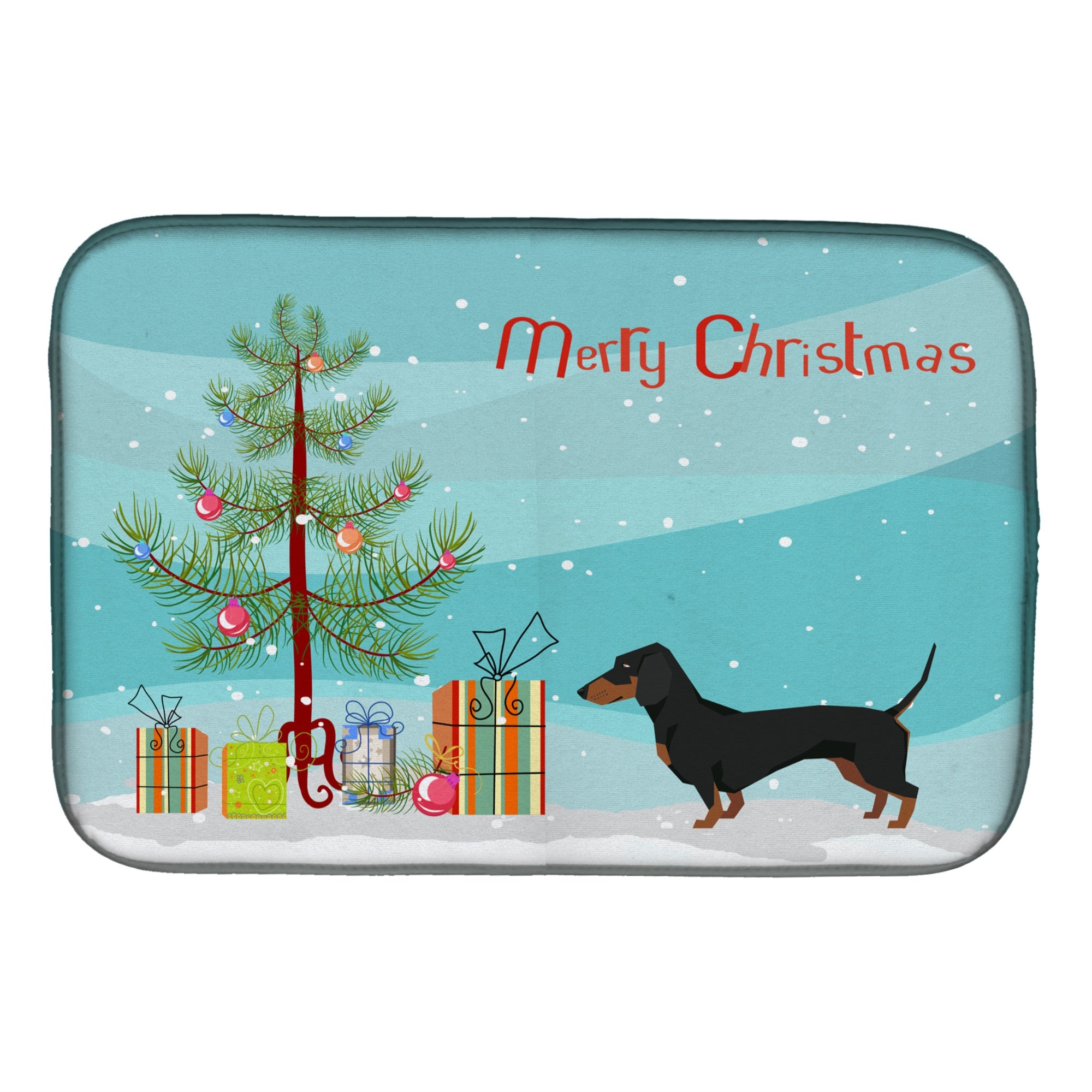 Dachshund Christmas Tree Dish Drying Mat