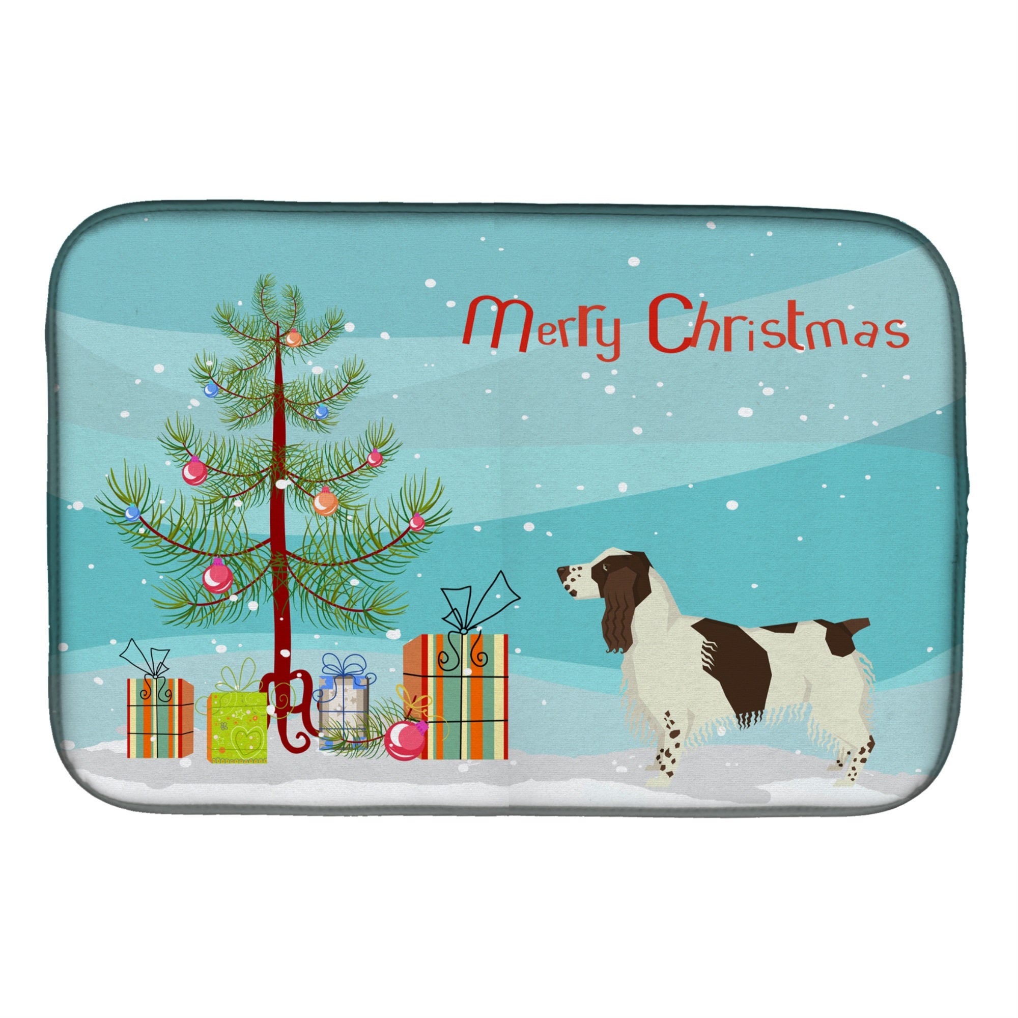 English Springer Spaniel Christmas Tree Dish Drying Mat