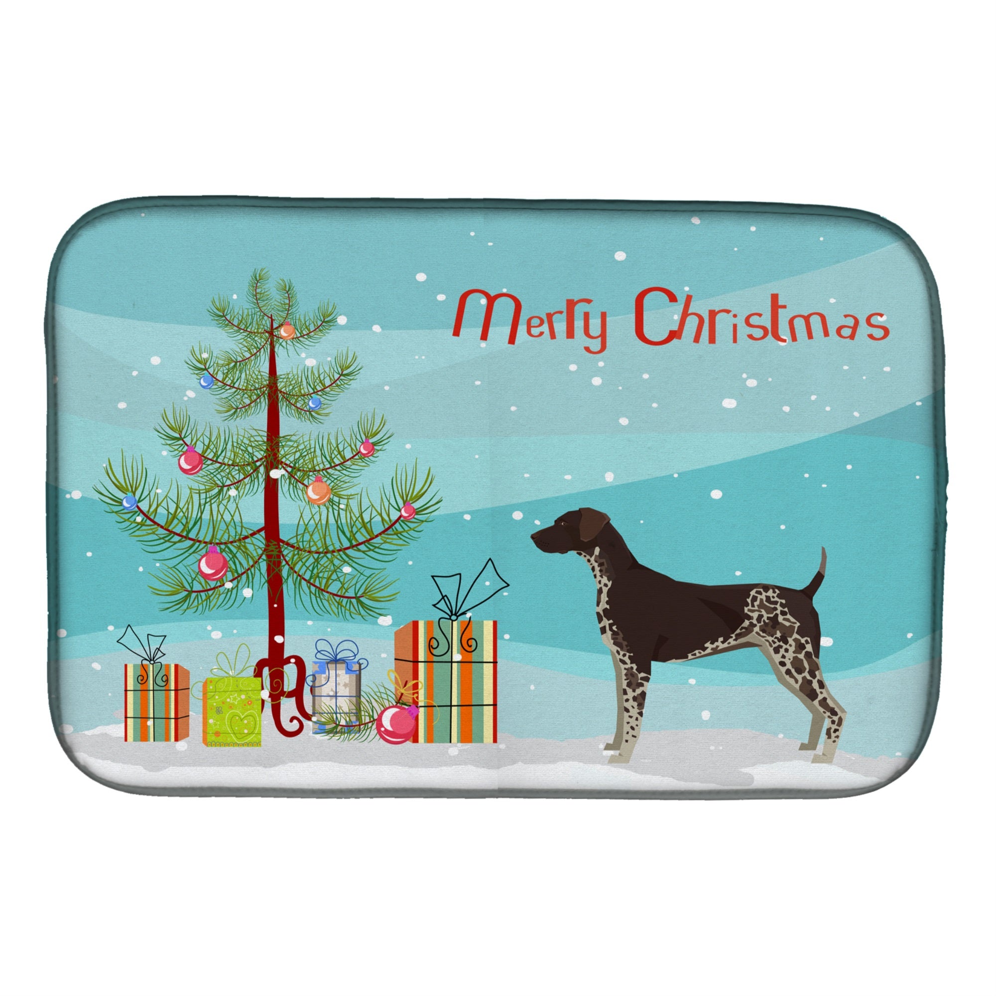 German Shorthaired Pointer Christmas Tree Dish Drying Mat
