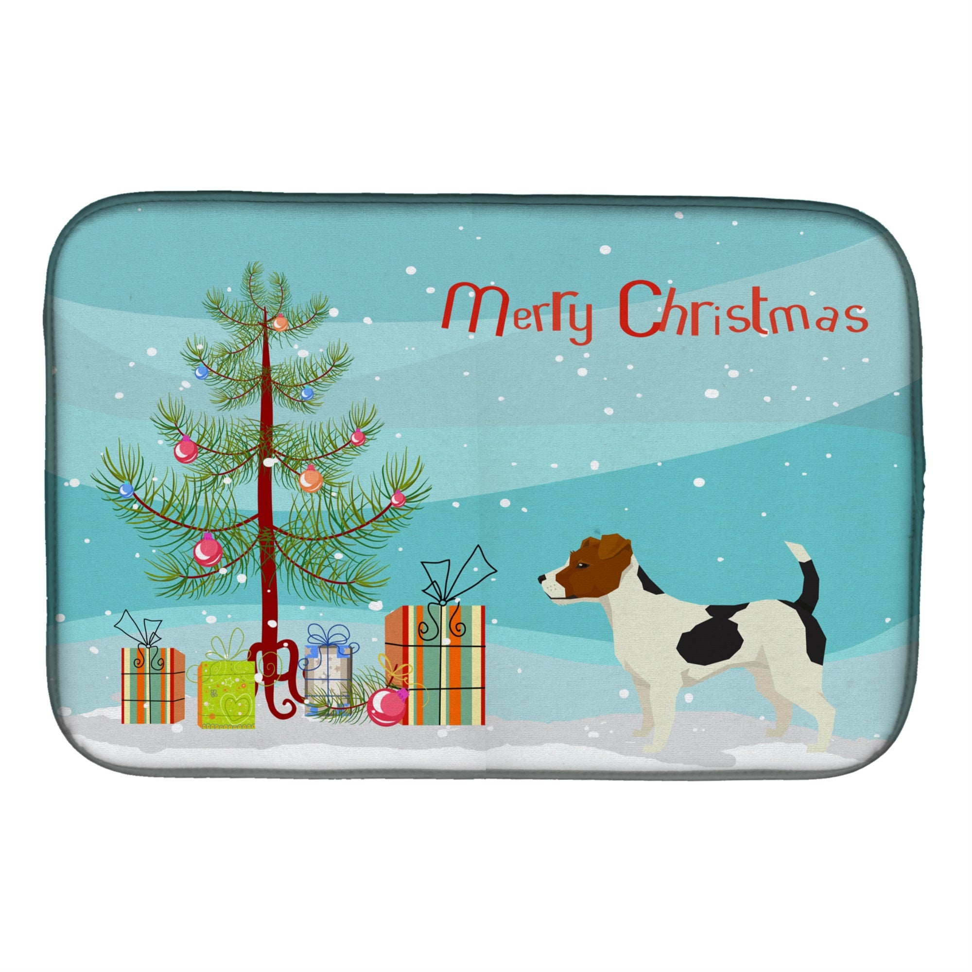 Jack Russell Terrier Christmas Tree Dish Drying Mat