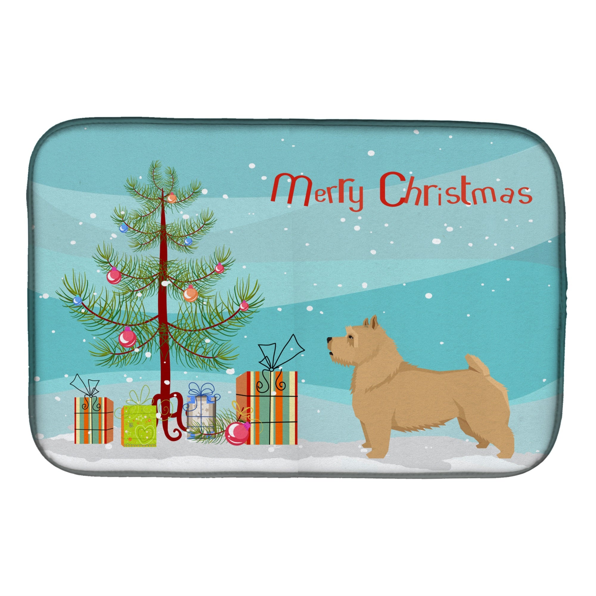 Norwich Terrier Christmas Tree Dish Drying Mat