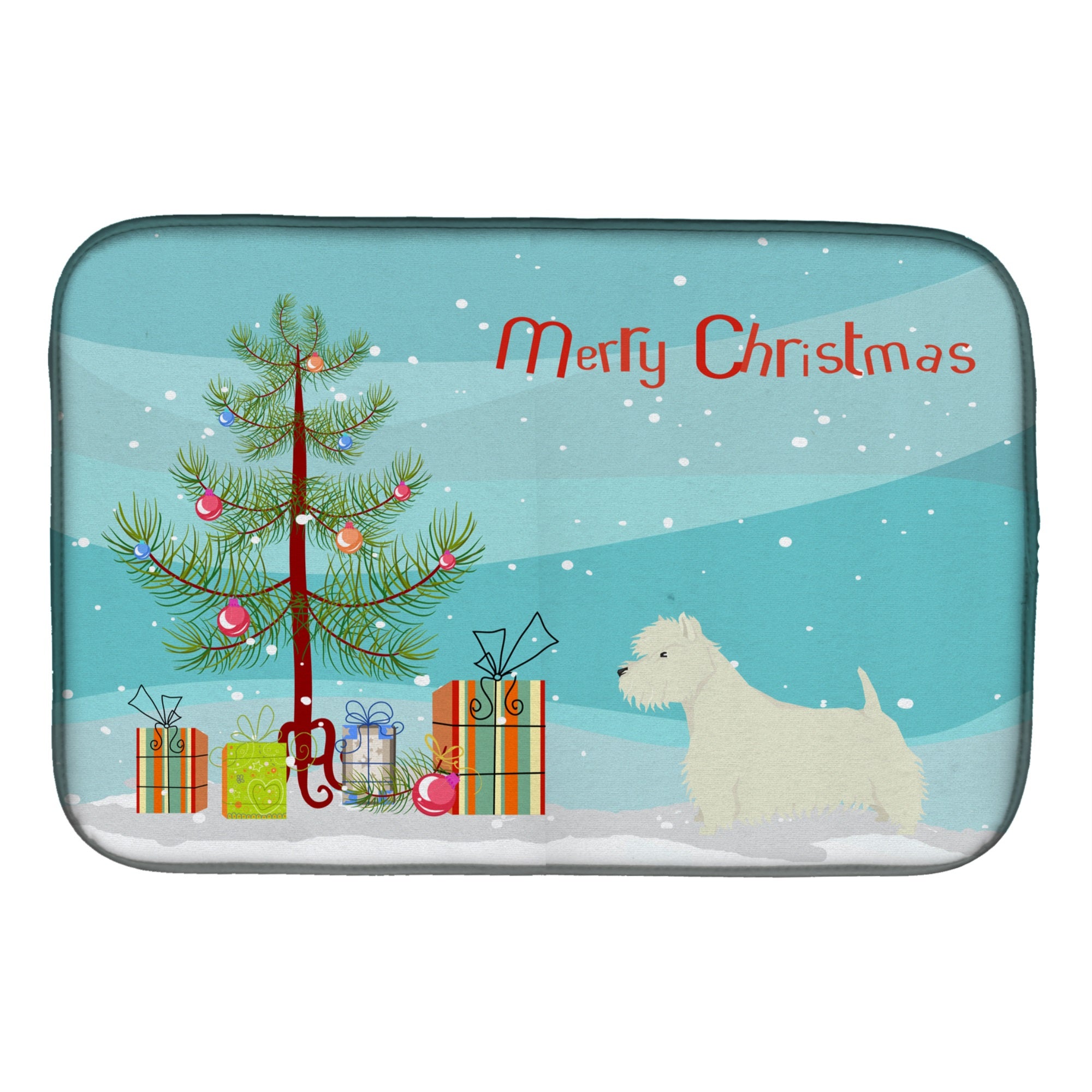 Westie Christmas Tree Dish Drying Mat