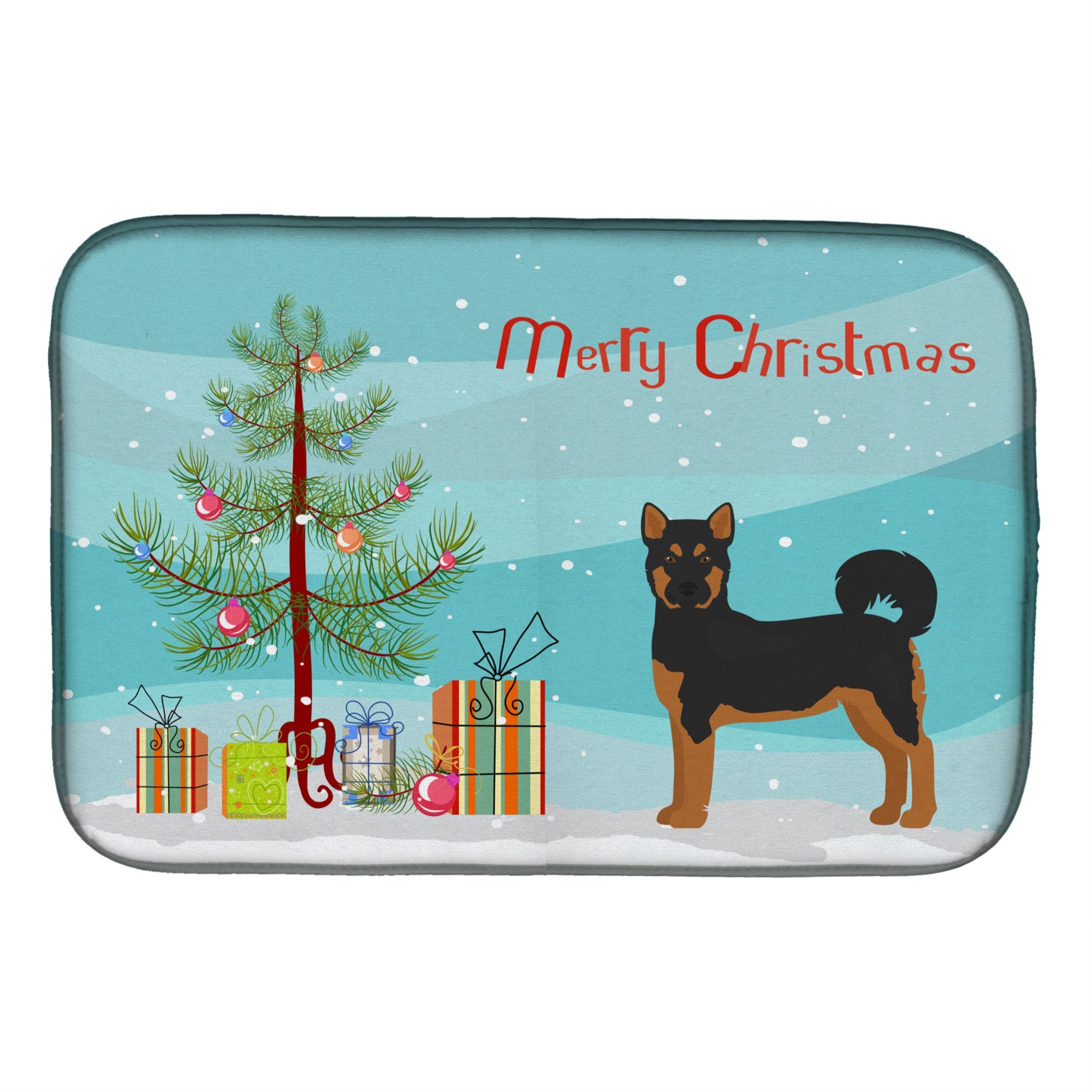 Akita Shepherd Black And Tan Christmas Tree Dish Drying Mat