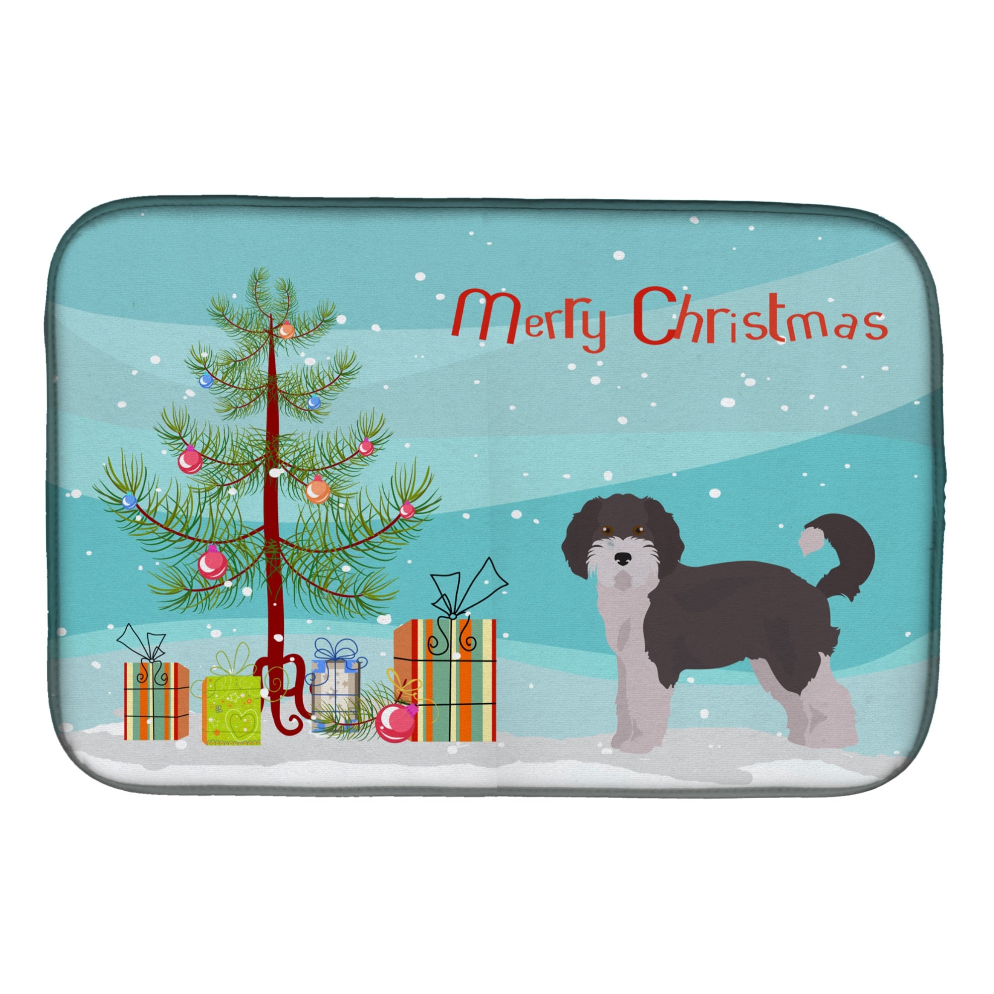 Aussiedoodle #1 Christmas Tree Dish Drying Mat