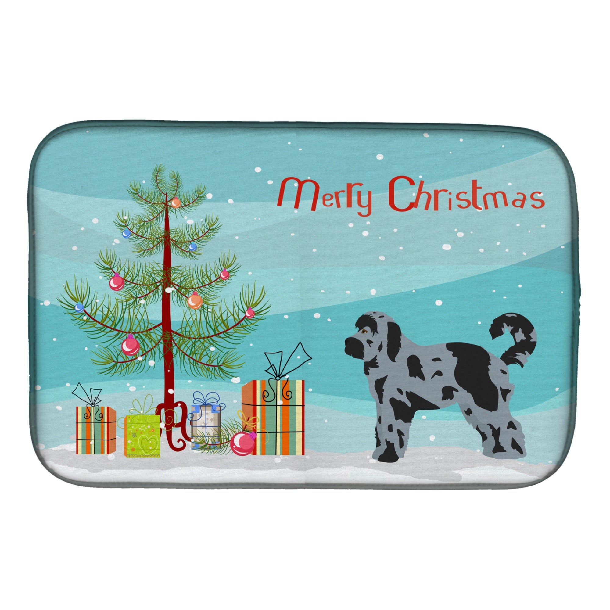 Aussiedoodle #2 Christmas Tree Dish Drying Mat