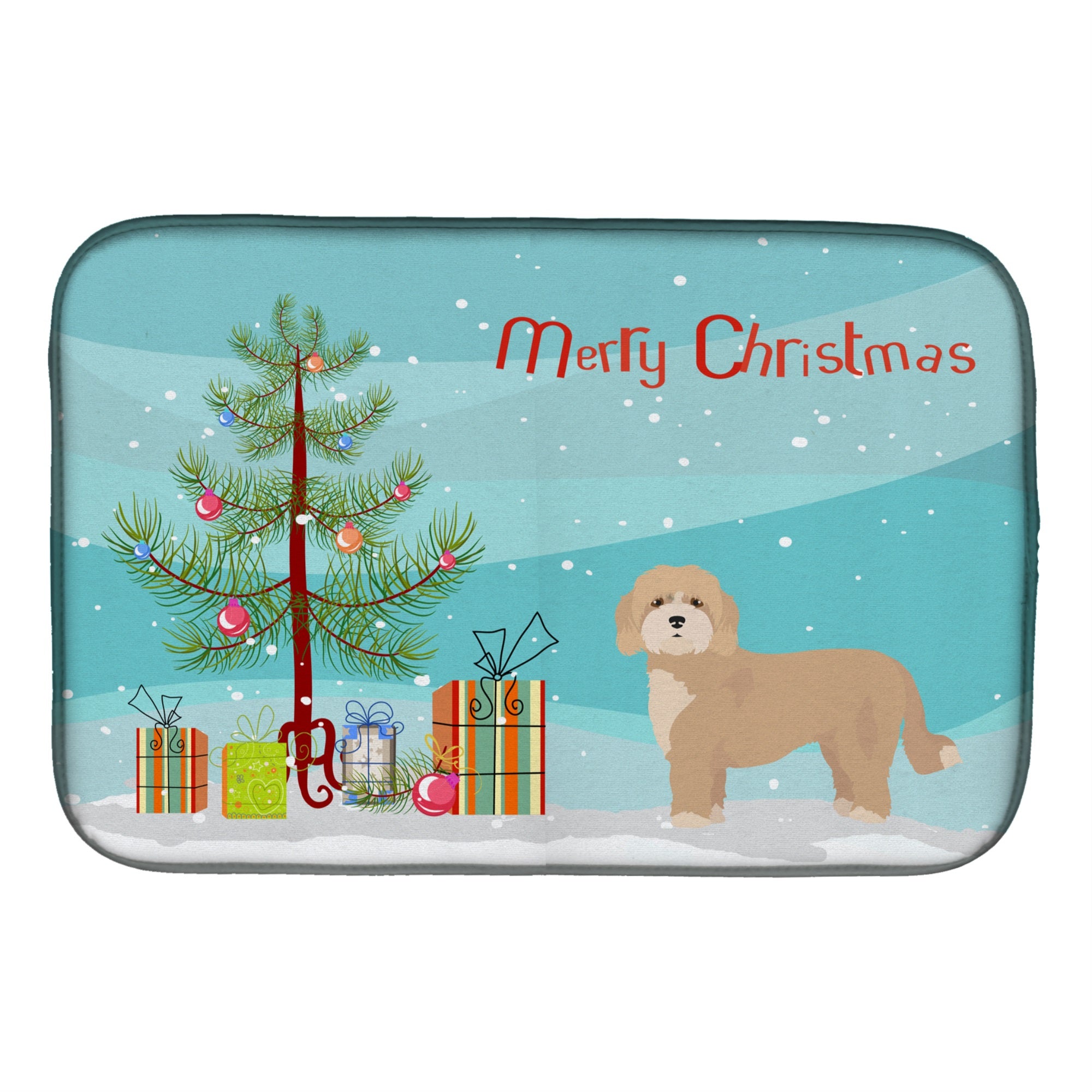 Cavachon Christmas Tree Dish Drying Mat
