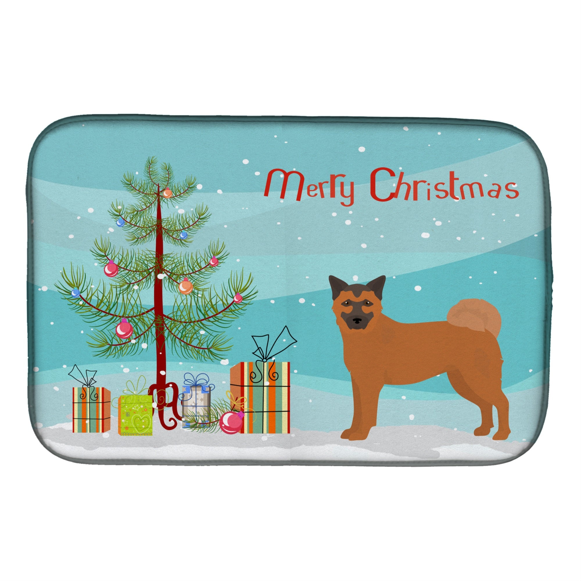 Chow Shepherd Christmas Tree Dish Drying Mat