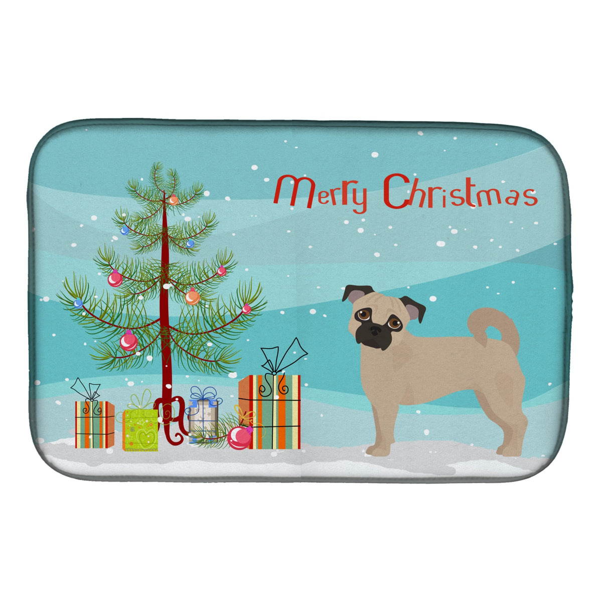 Fawn Chug Christmas Tree Dish Drying Mat