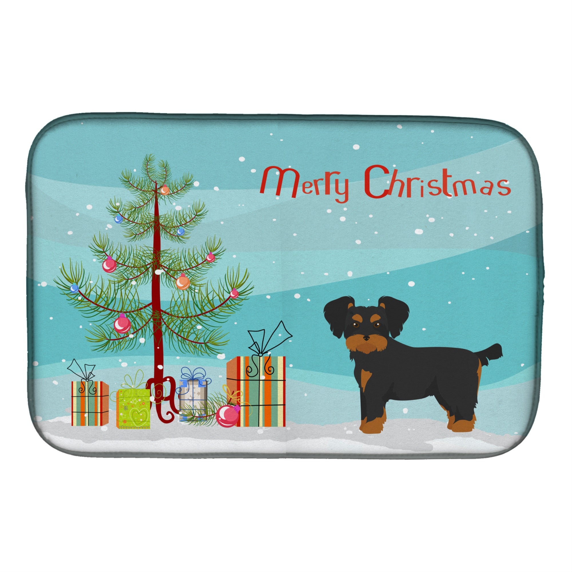 Morkie Christmas Tree Dish Drying Mat