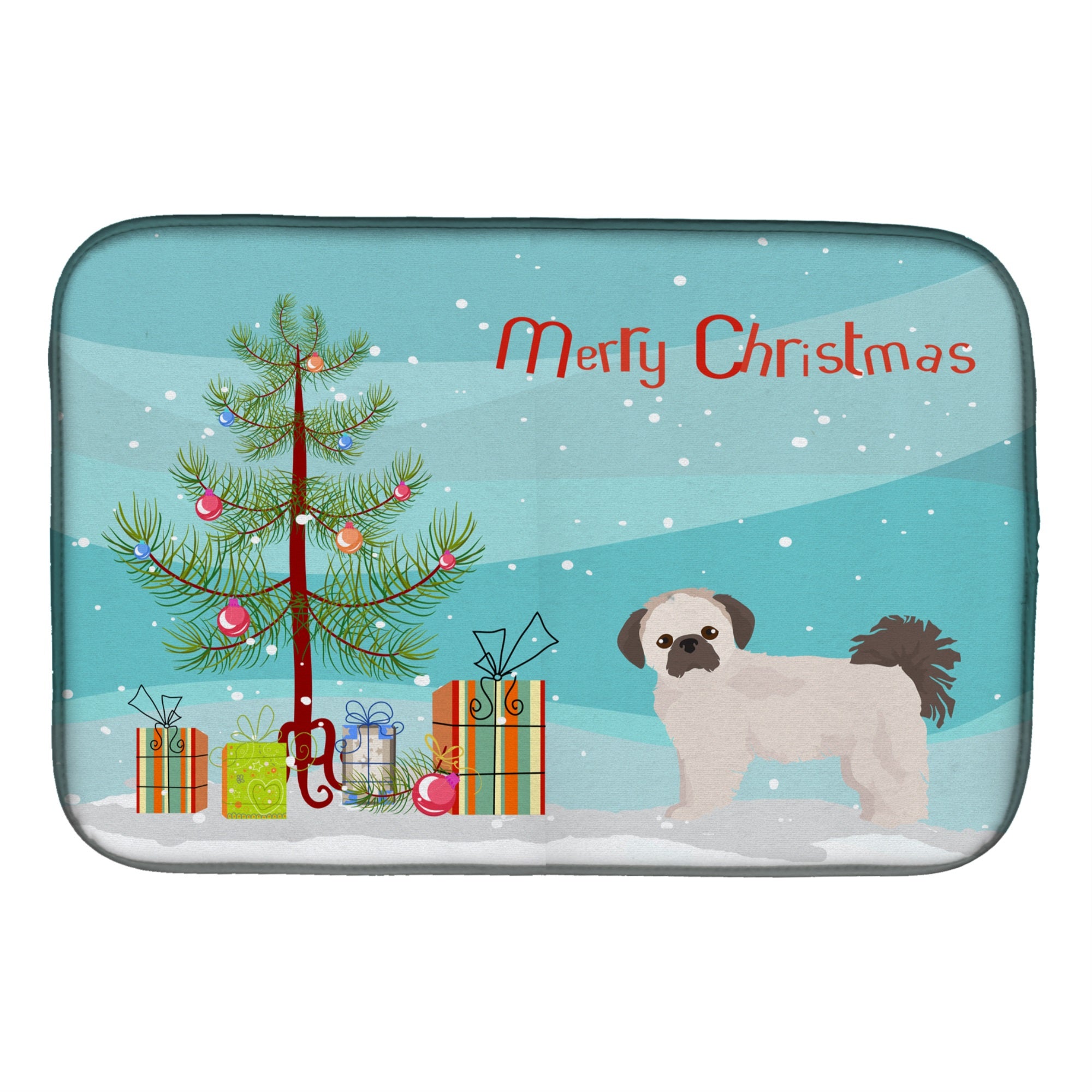 Pekeapoo Christmas Tree Dish Drying Mat