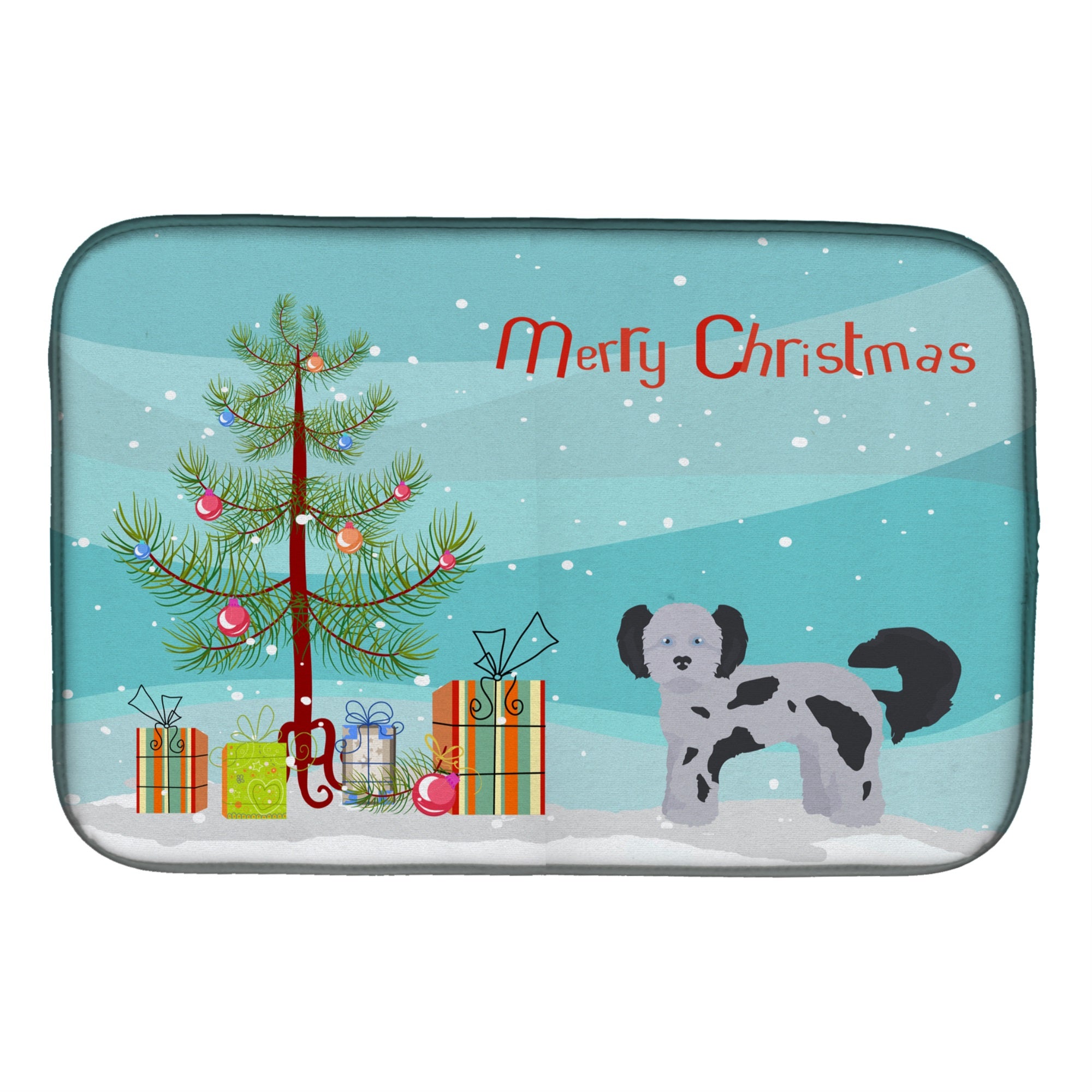 Shih Poo Christmas Tree Dish Drying Mat
