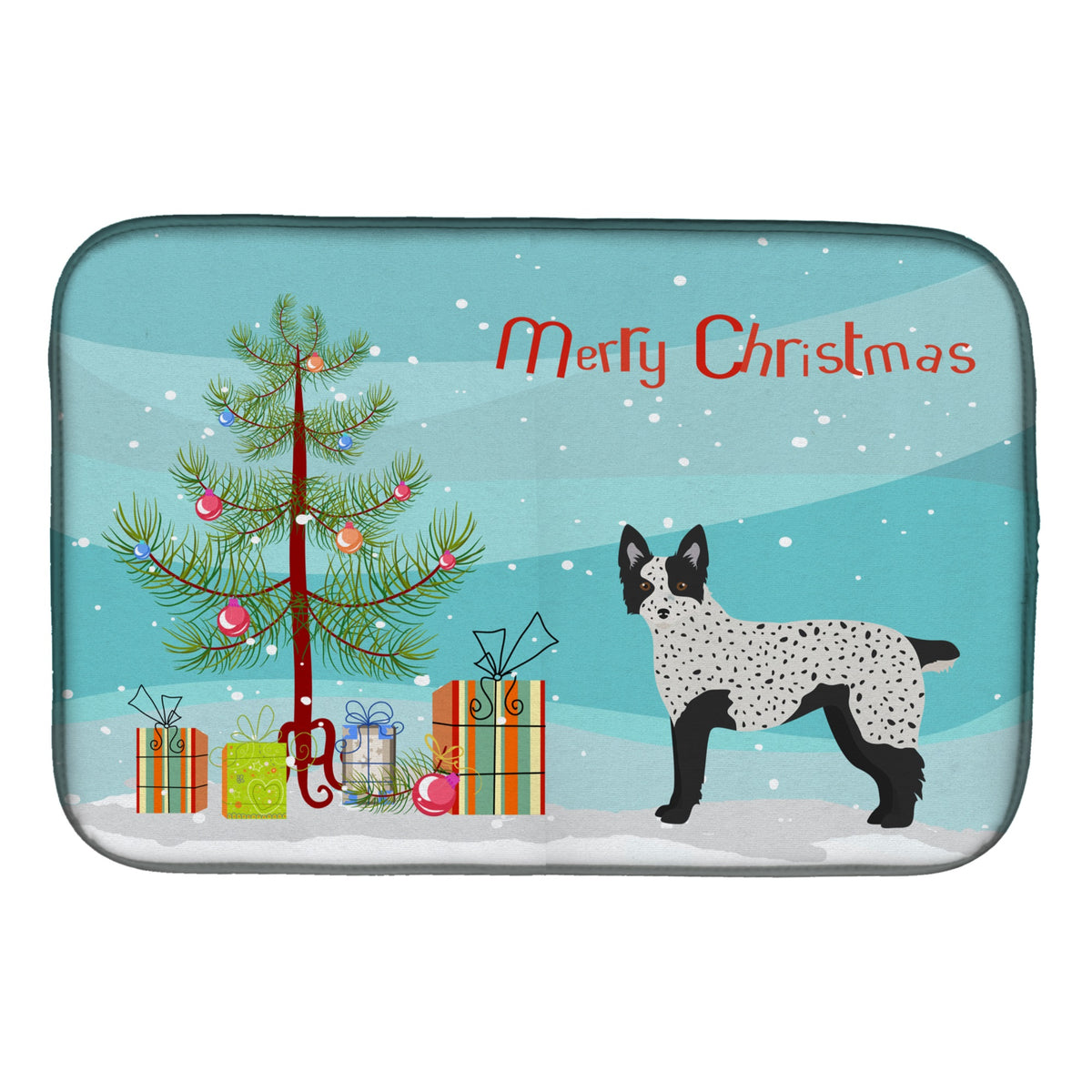 Texas Heeler Christmas Tree Dish Drying Mat