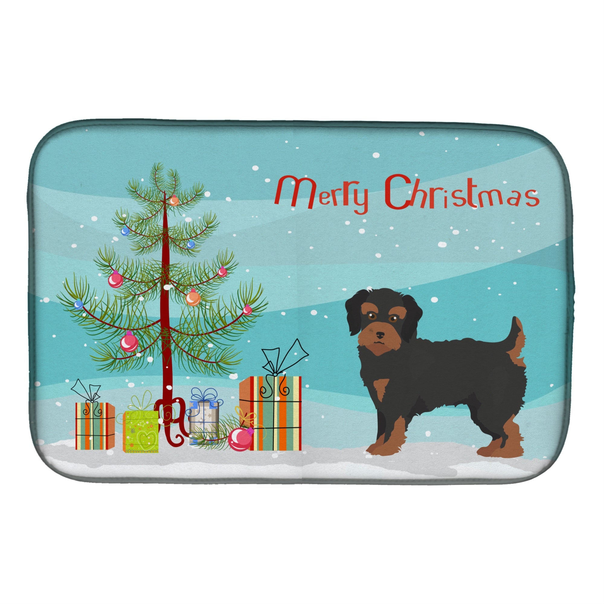 Yorkiepoo #1 Christmas Tree Dish Drying Mat