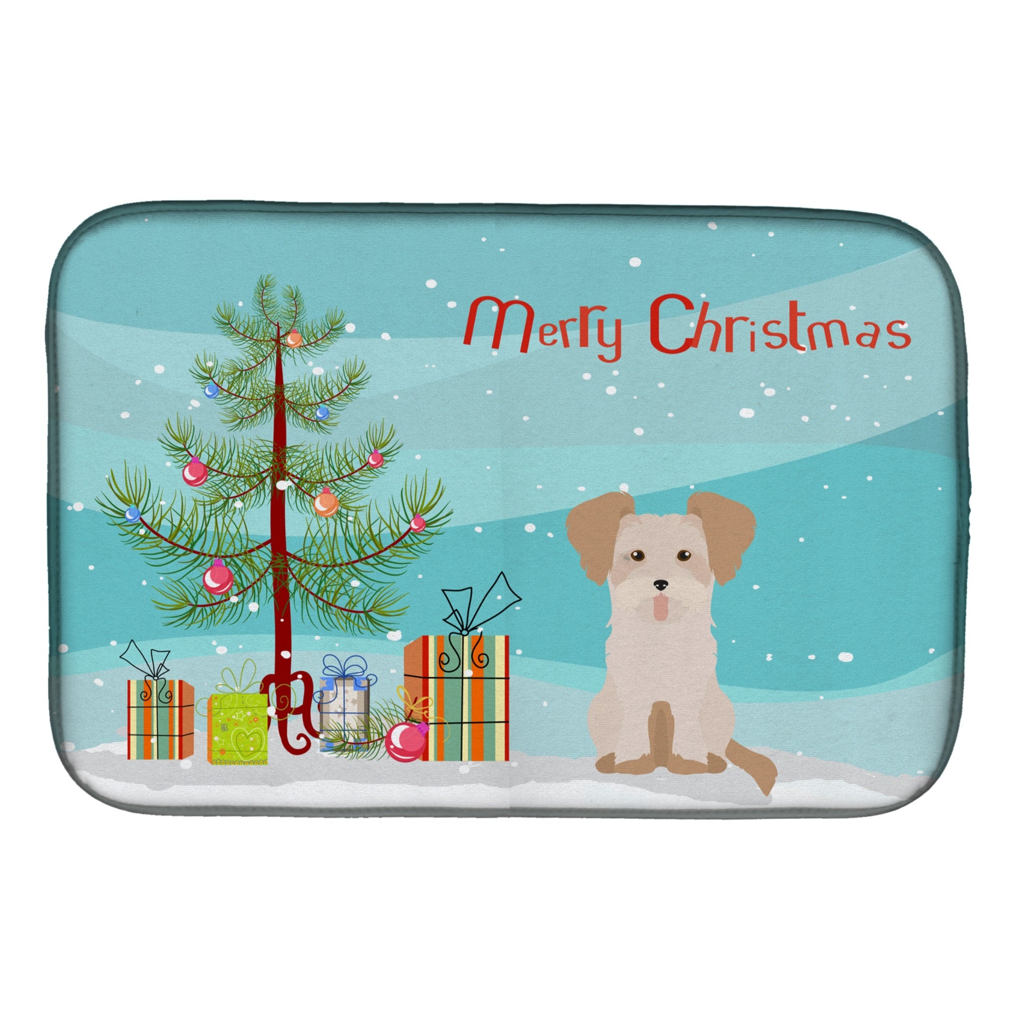 Morkie #3 Christmas Tree Dish Drying Mat