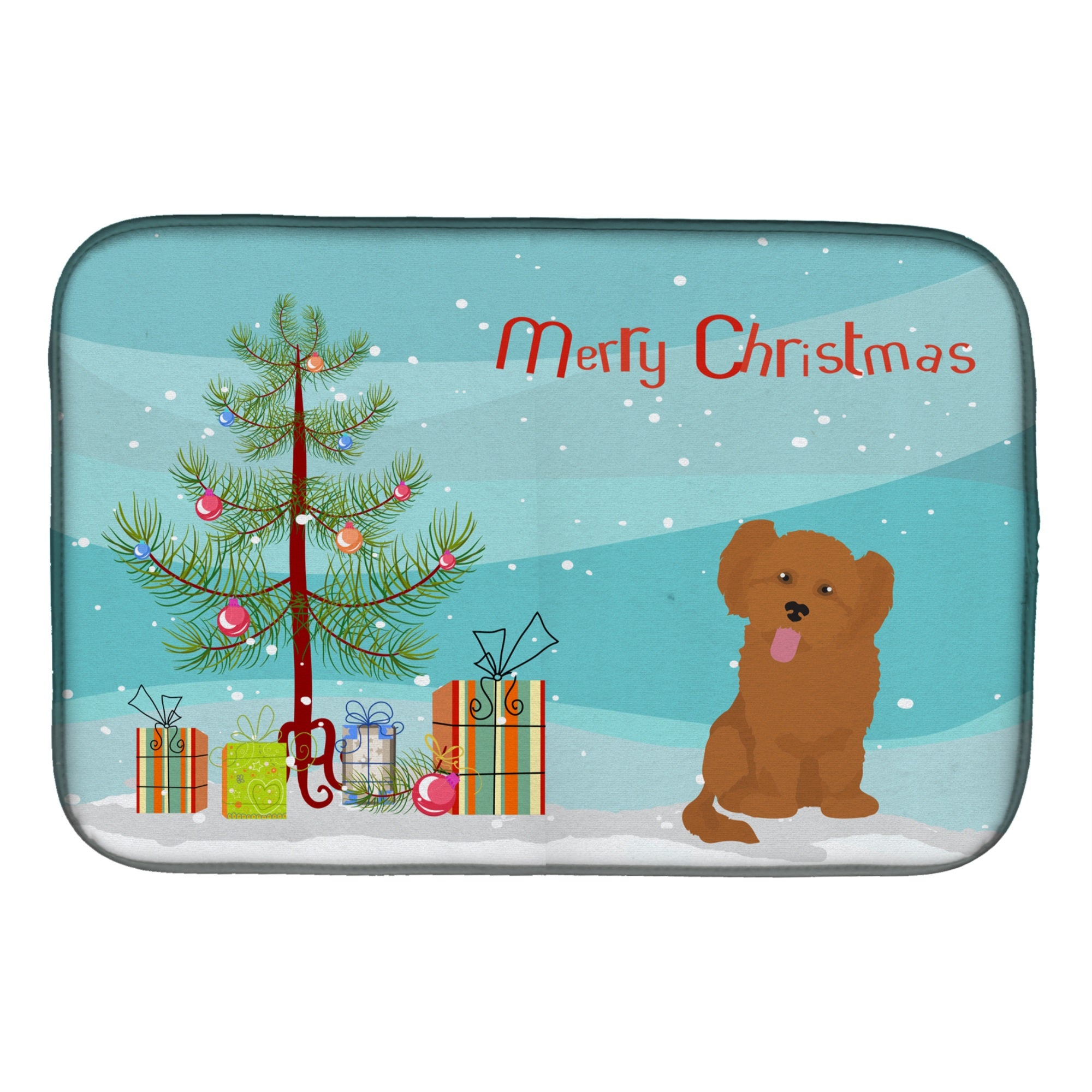 Shih Poo #3 Christmas Tree Dish Drying Mat
