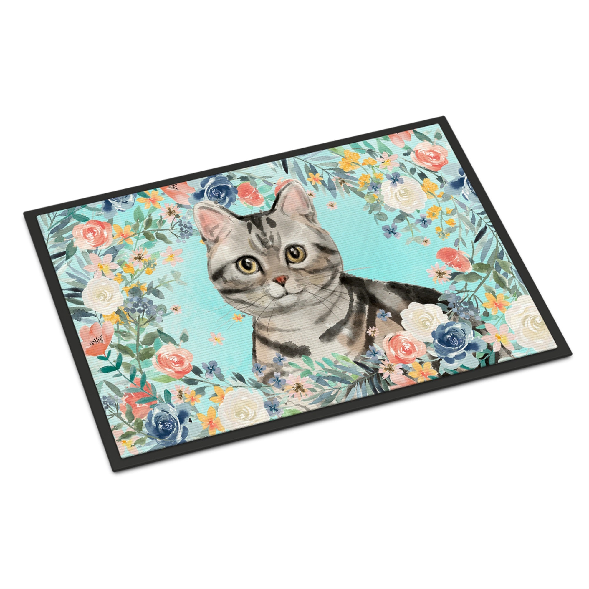 American Shorthair Spring Flowers Indoor Or Outdoor Mat 24X36