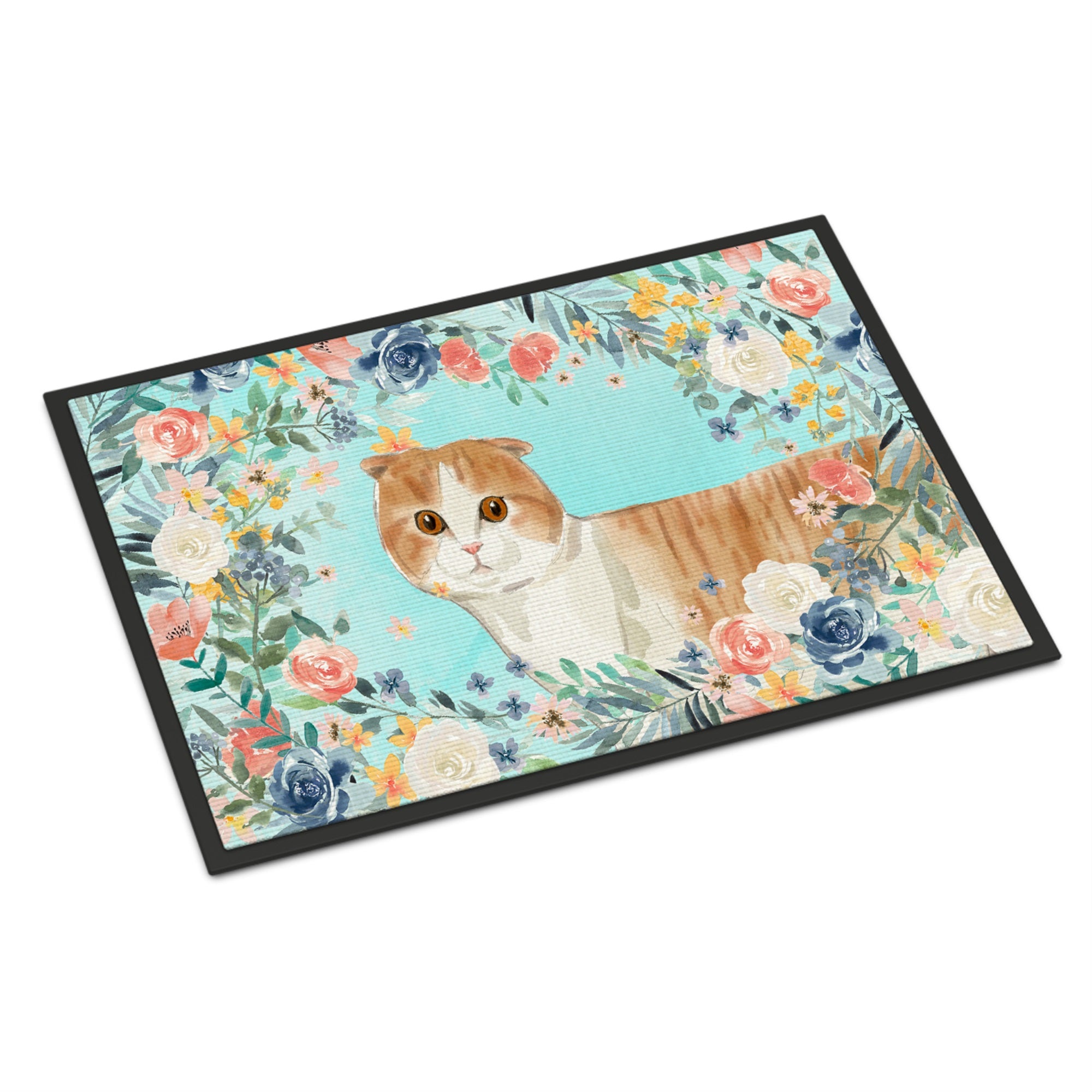Scottish Fold Spring Flowers Indoor Or Outdoor Mat 24X36