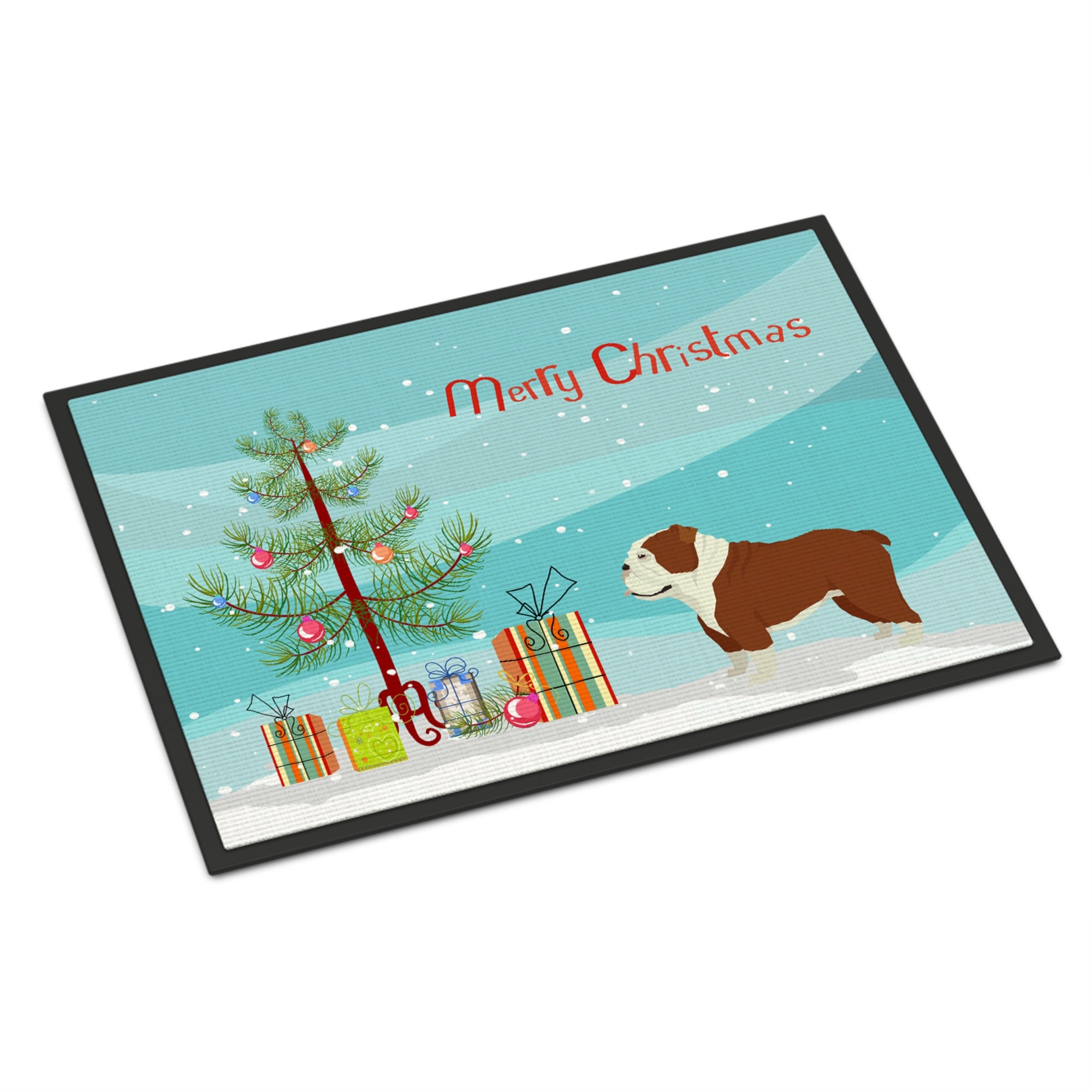 English Bulldog Christmas Tree Indoor Or Outdoor Mat 24X36