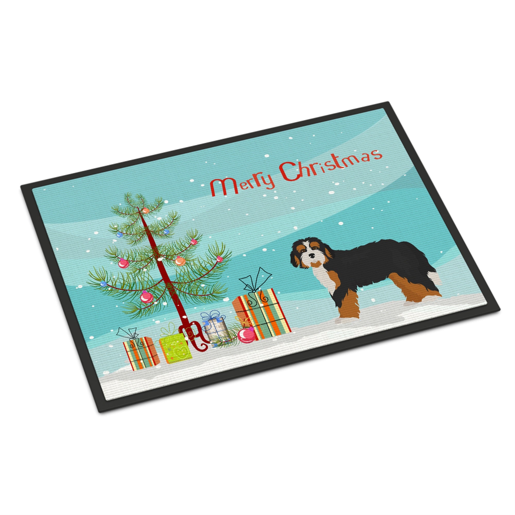 Bernedoodle Christmas Tree Indoor Or Outdoor Mat 24X36