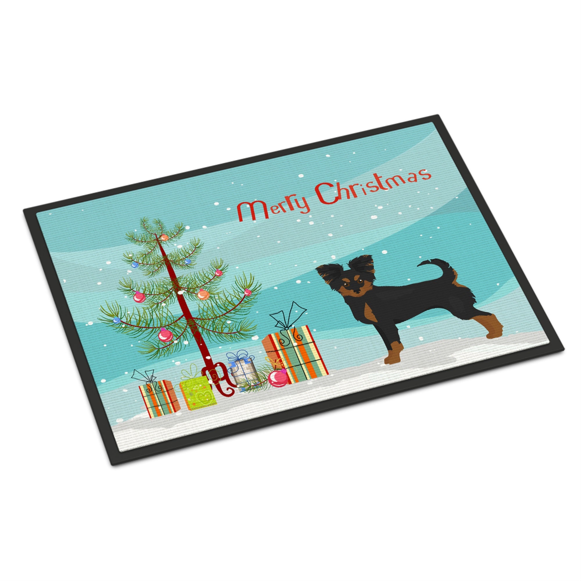 Black And Tan Chion Christmas Tree Indoor Or Outdoor Mat 24X36