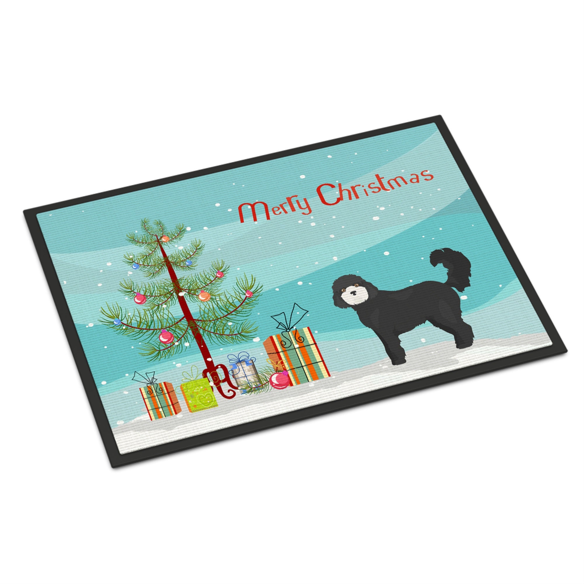 Black Cockapoo Christmas Tree Indoor Or Outdoor Mat 24X36
