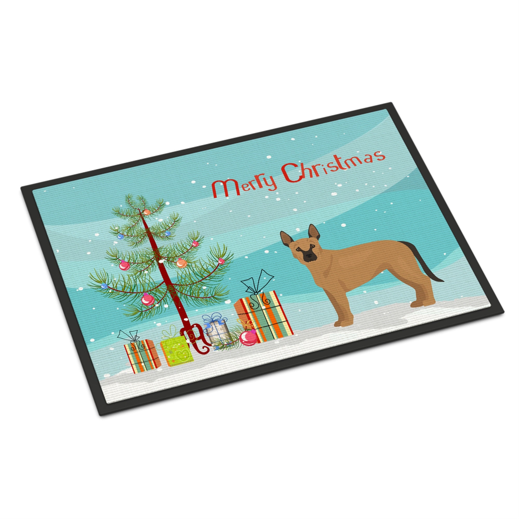Tan German Shepherd Mastiff Mix Christmas Tree Indoor Or Outdoor Mat 24X36