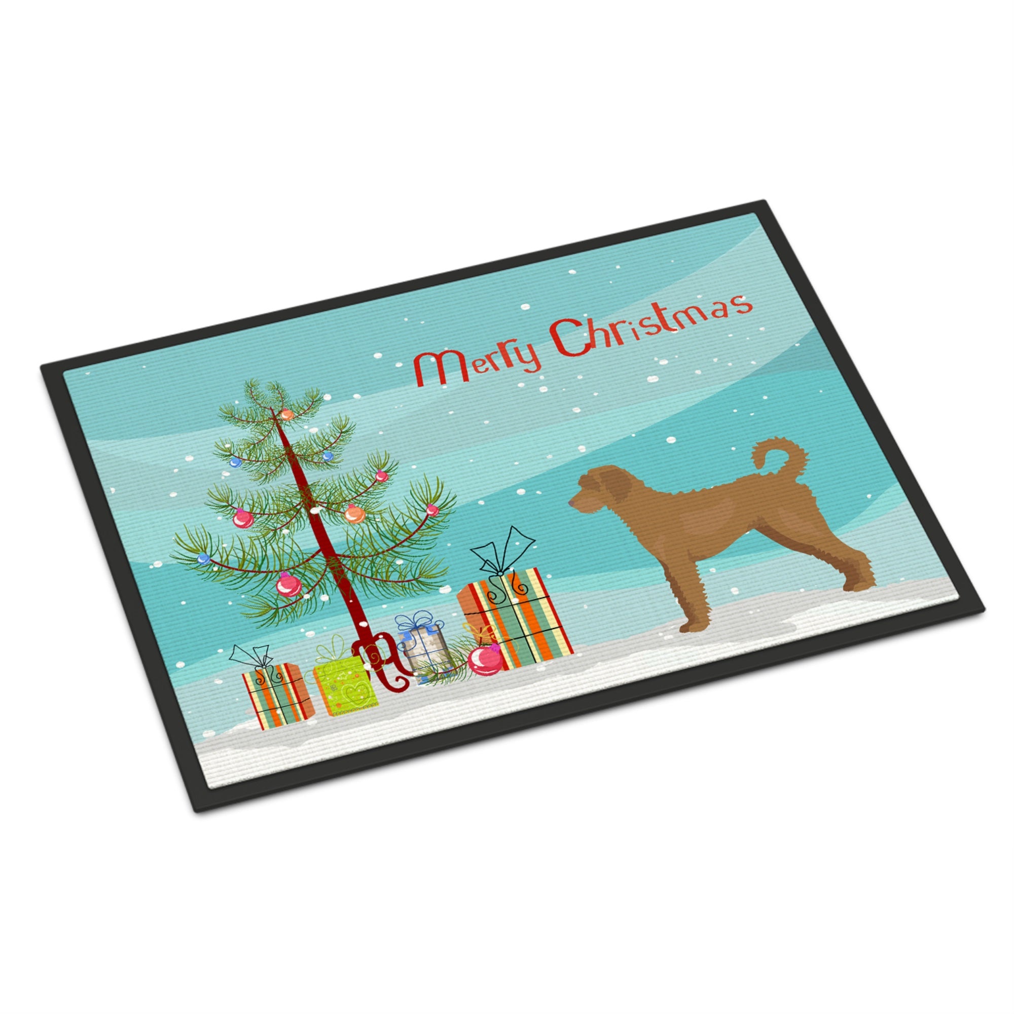 Tan Labradoodle Christmas Tree Indoor Or Outdoor Mat 24X36
