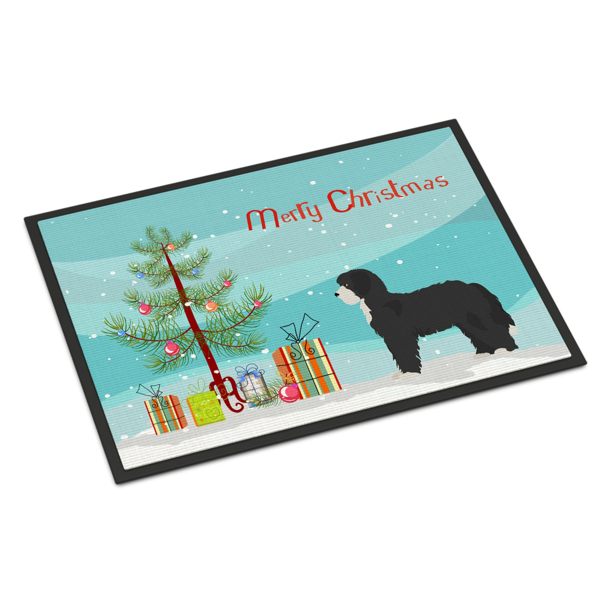Black Sheepadoodle Christmas Tree Indoor Or Outdoor Mat 24X36