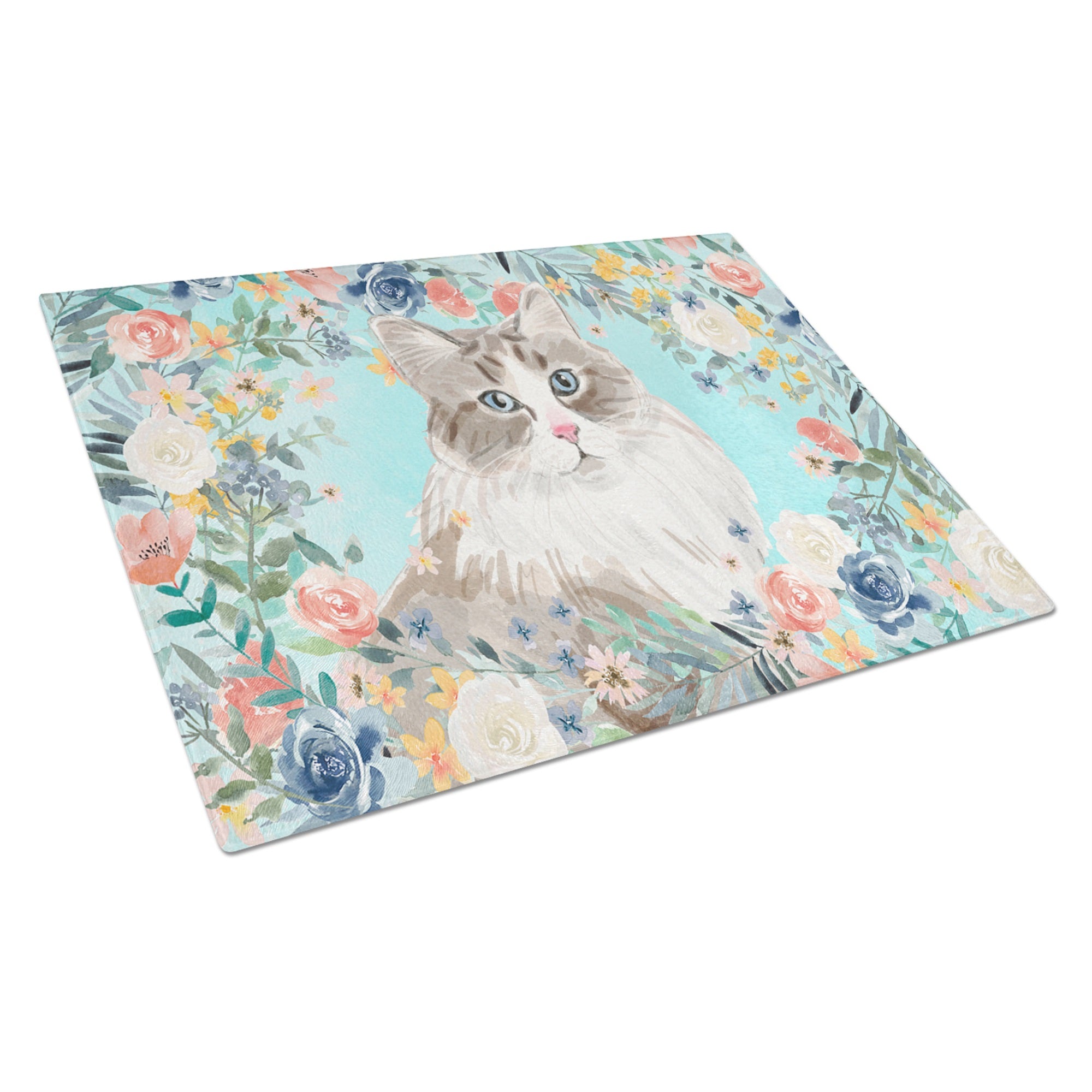 Siberian Spring Flowers Glass Cutting Board Large