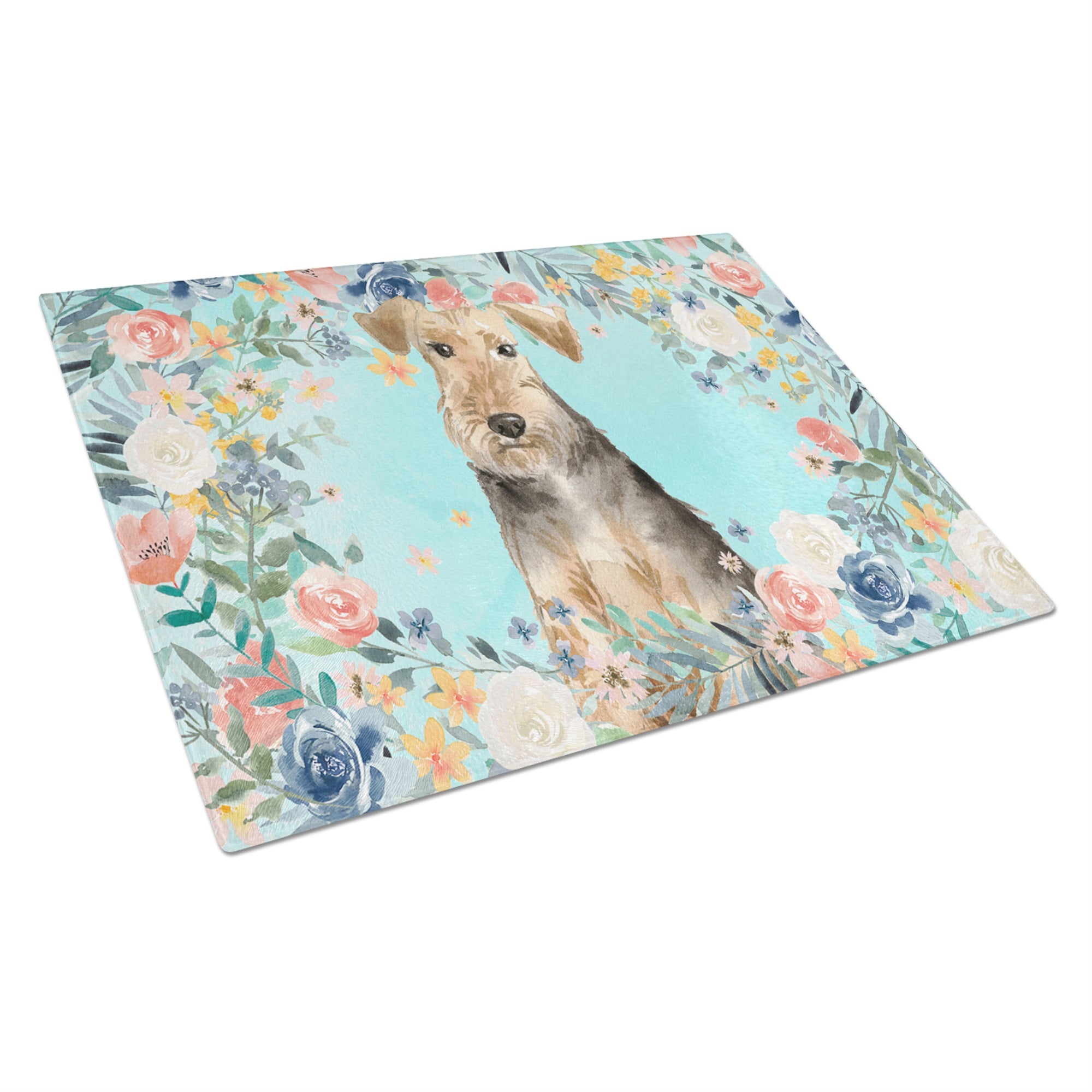 Airedale Terrier Glass Cutting Board Large