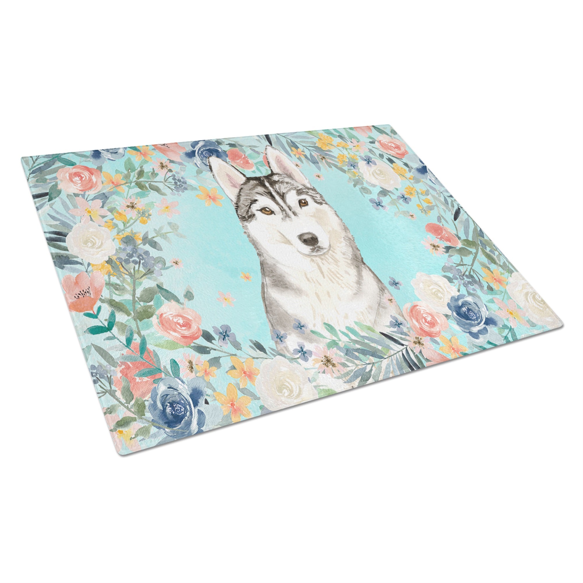 Siberian Husky Glass Cutting Board Large