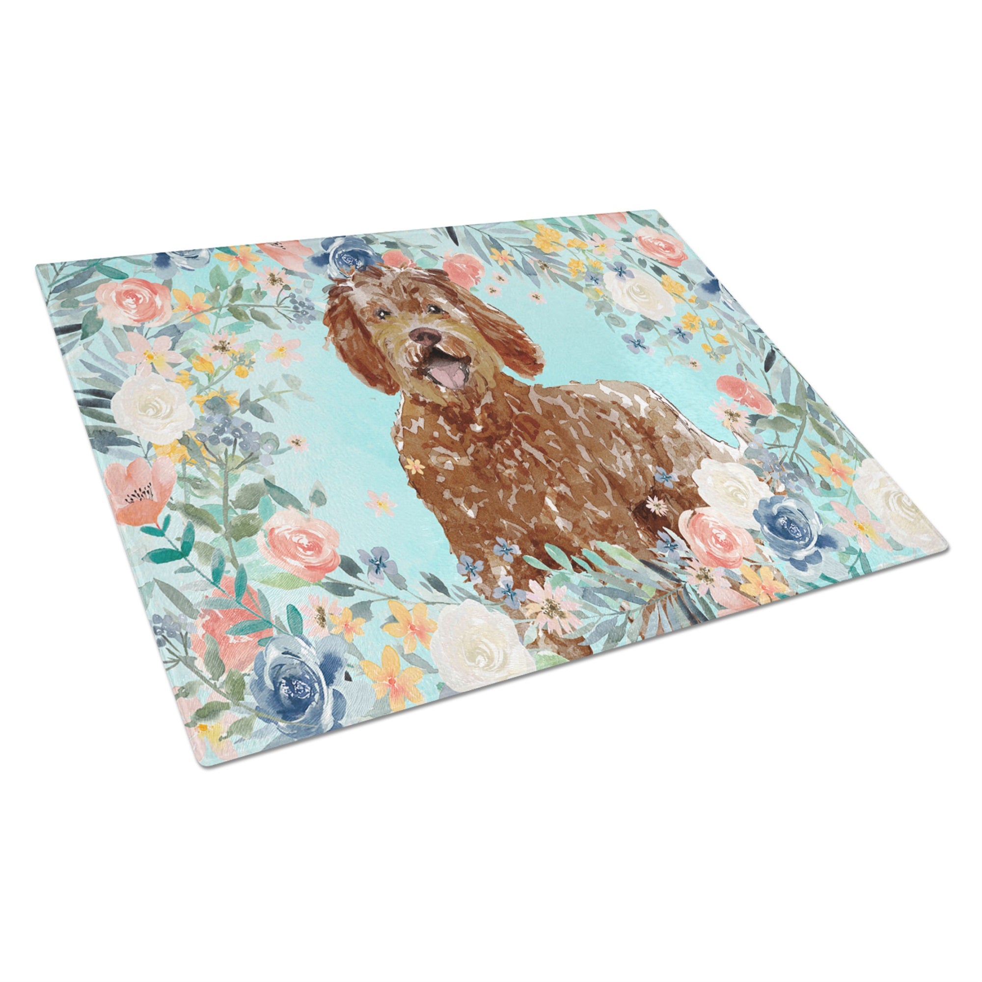 Labradoodle Glass Cutting Board Large