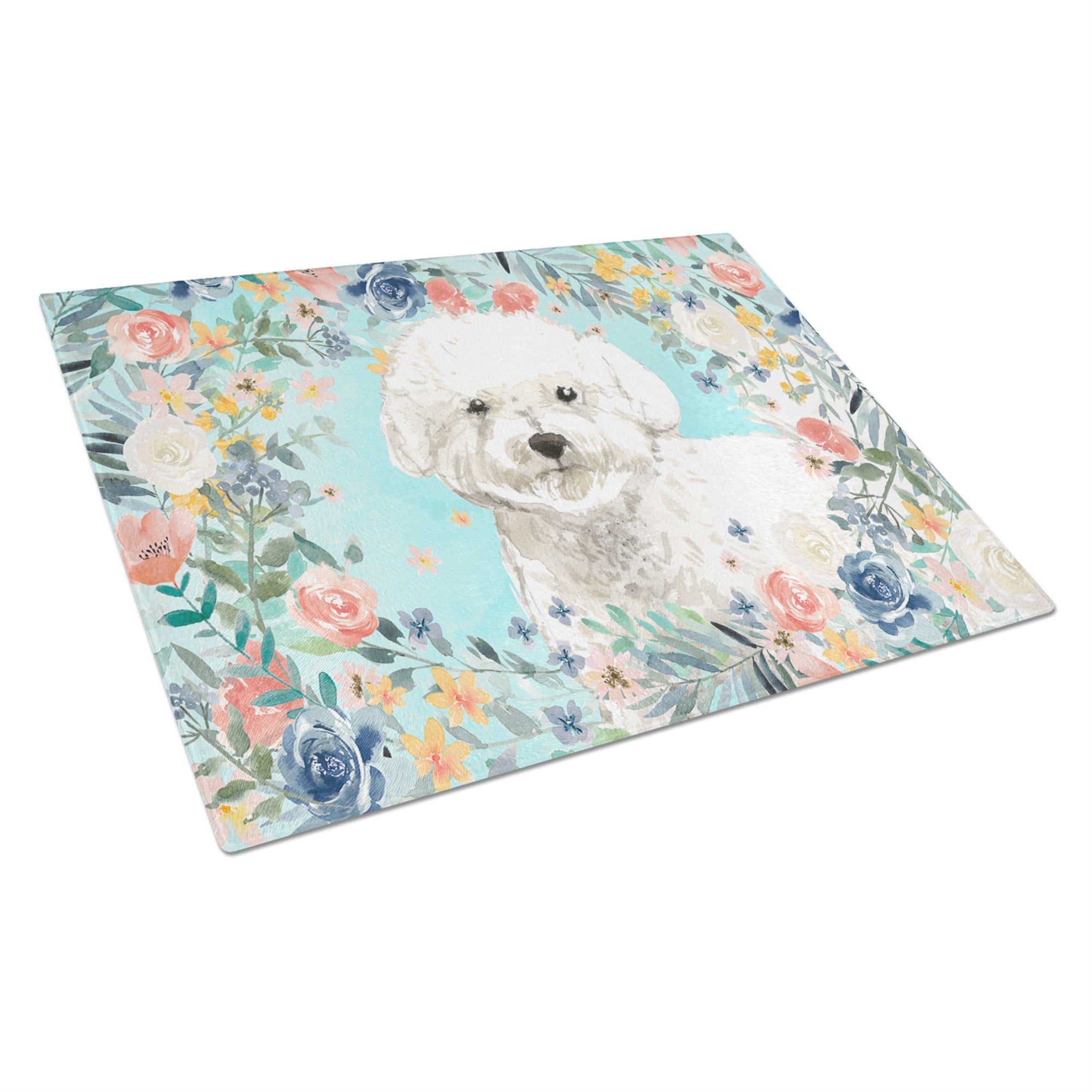 Bichon Frise Glass Cutting Board Large