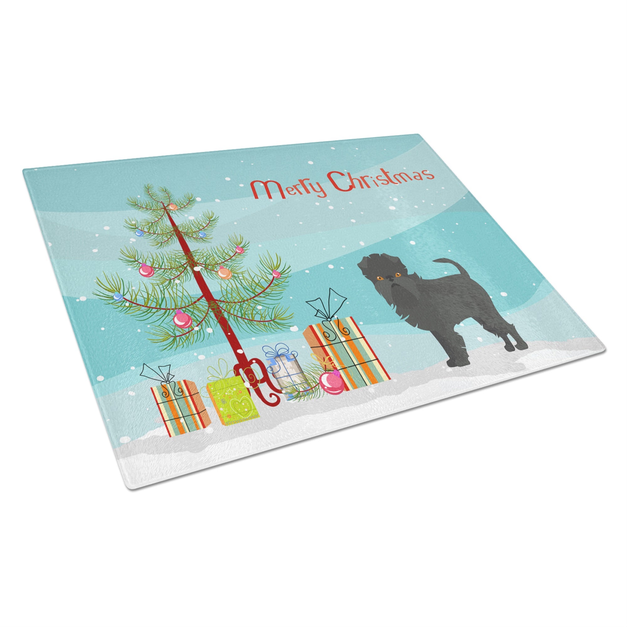 Affenpinscher Christmas Tree Glass Cutting Board Large
