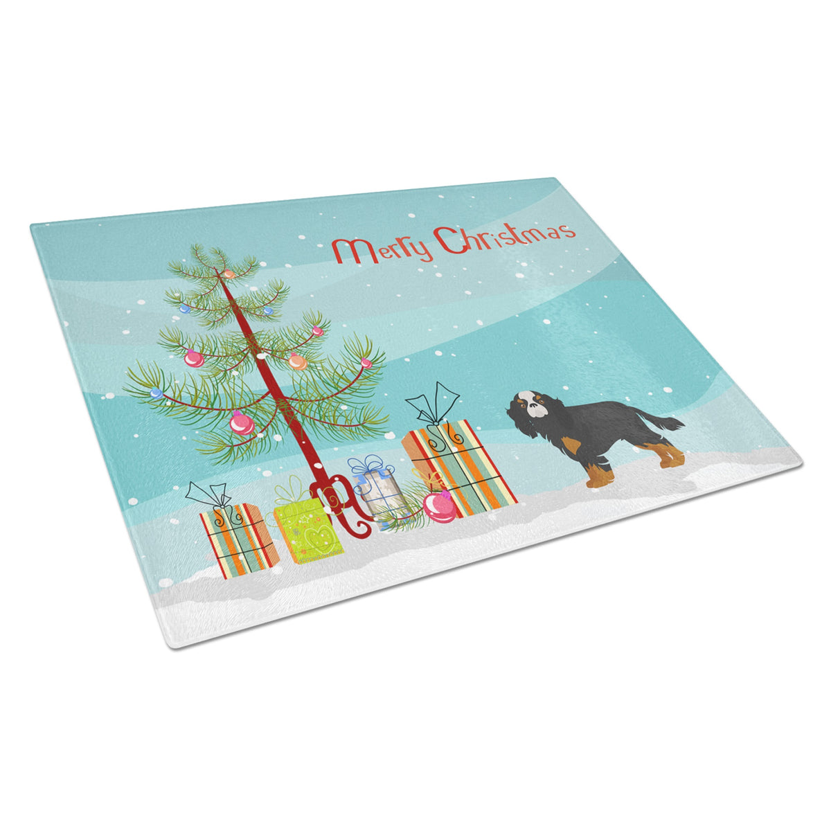 Cavalier King Charles Spaniel Christmas Tree Glass Cutting Board Large