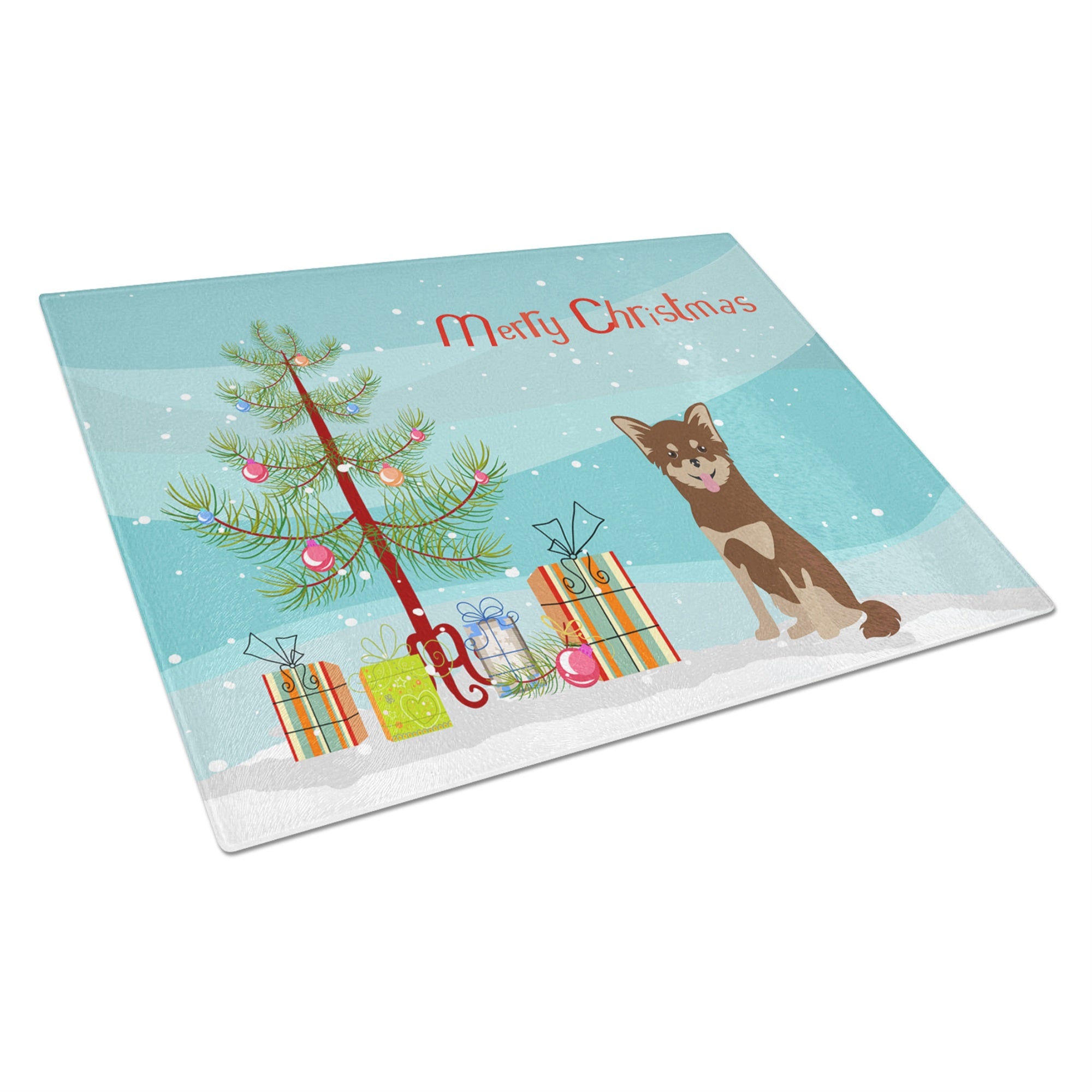 Chihuahua Christmas Tree Glass Cutting Board Large