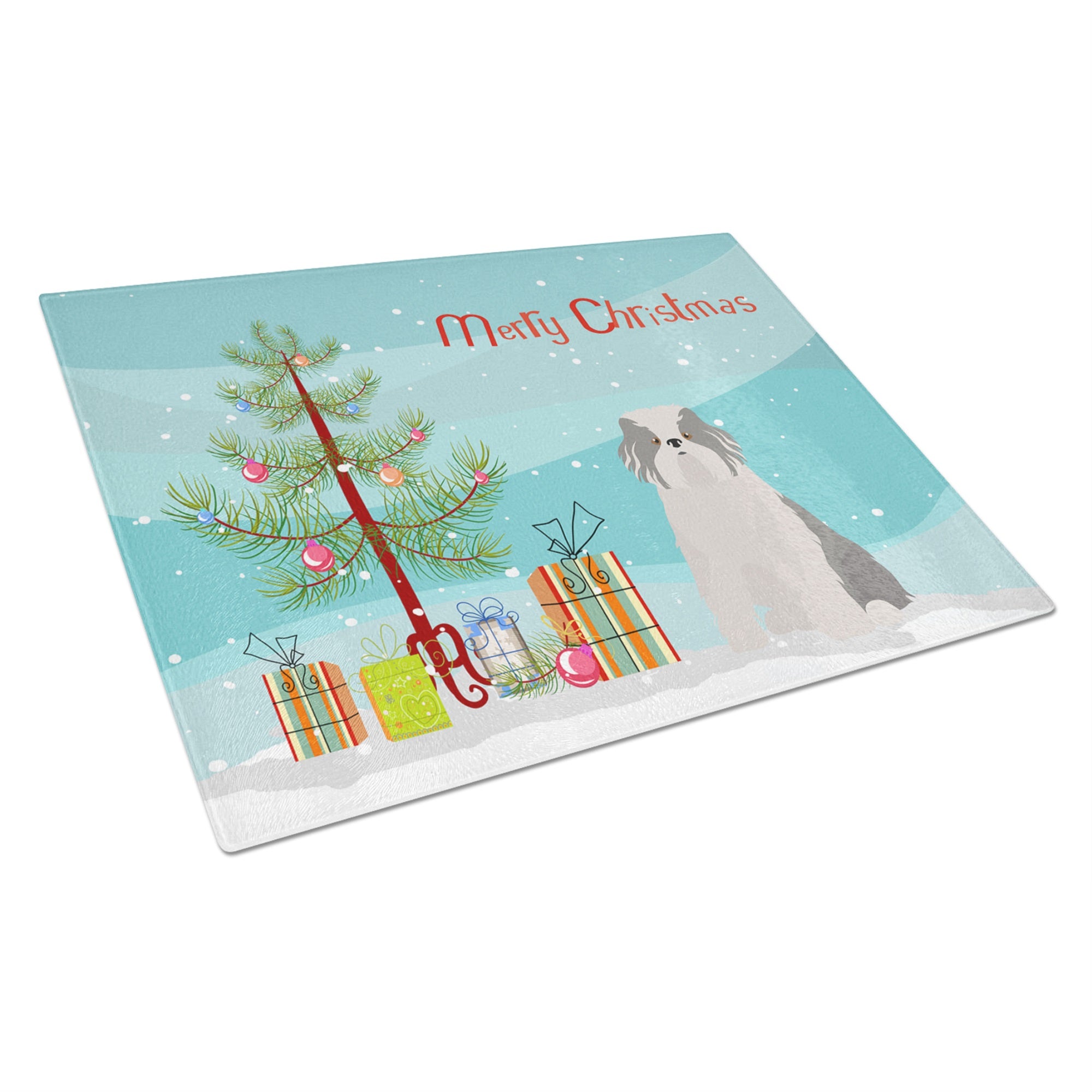 Odis Odessa Domestic Ideal Dog Christmas Tree Glass Cutting Board Large