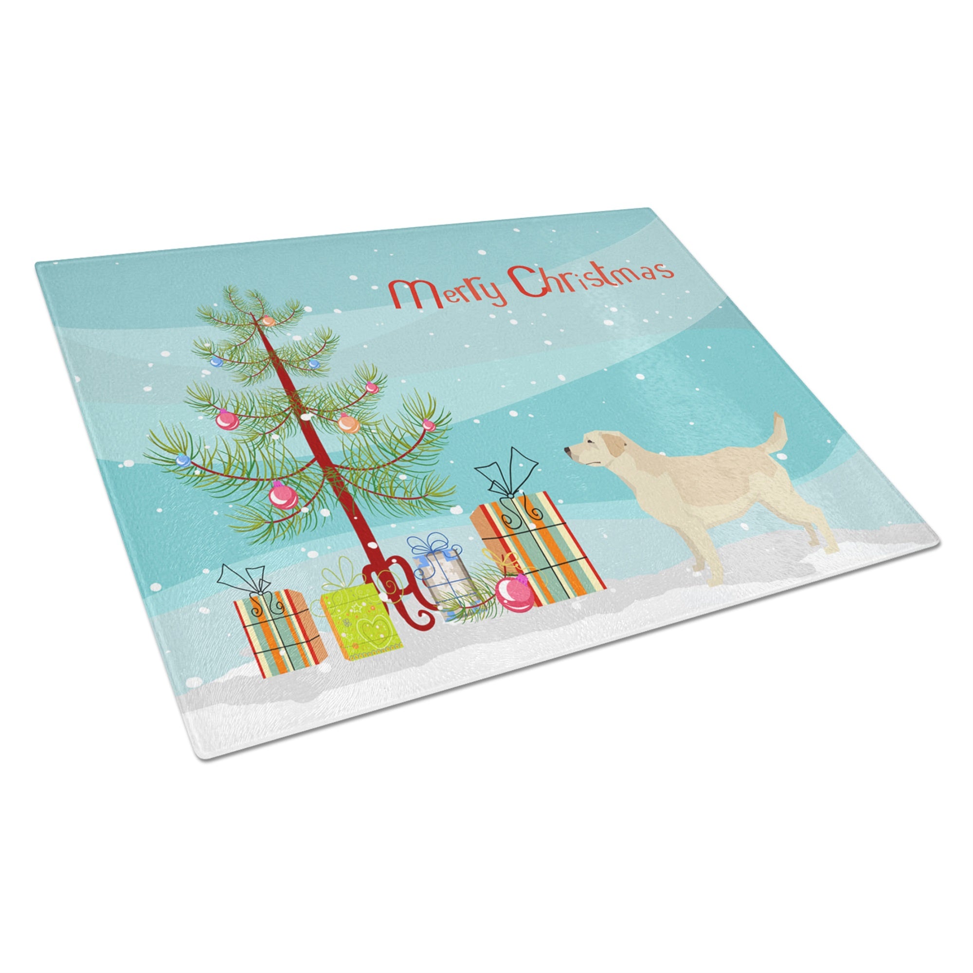 Labrador Retriever Christmas Tree Glass Cutting Board Large