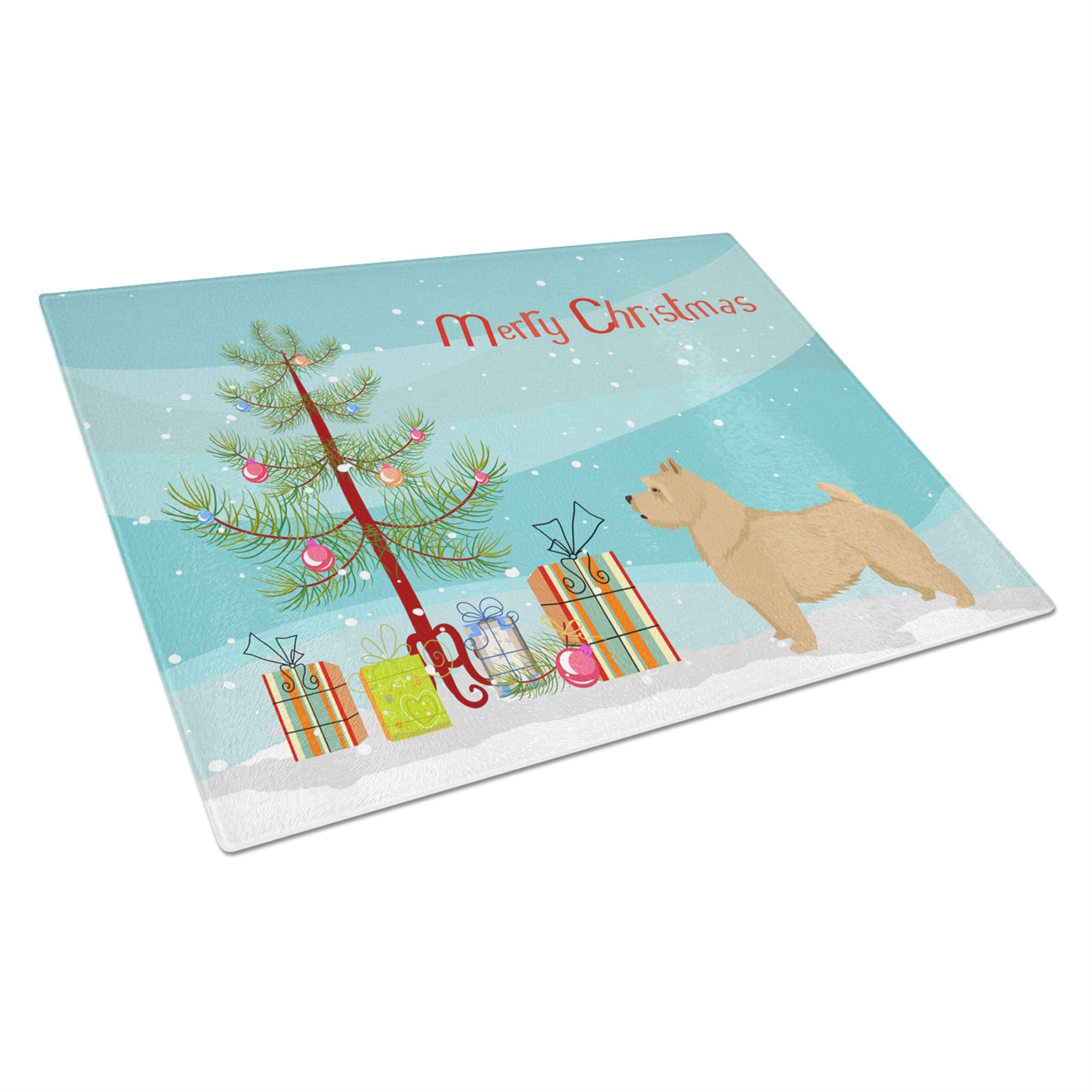Norwich Terrier Christmas Tree Glass Cutting Board Large