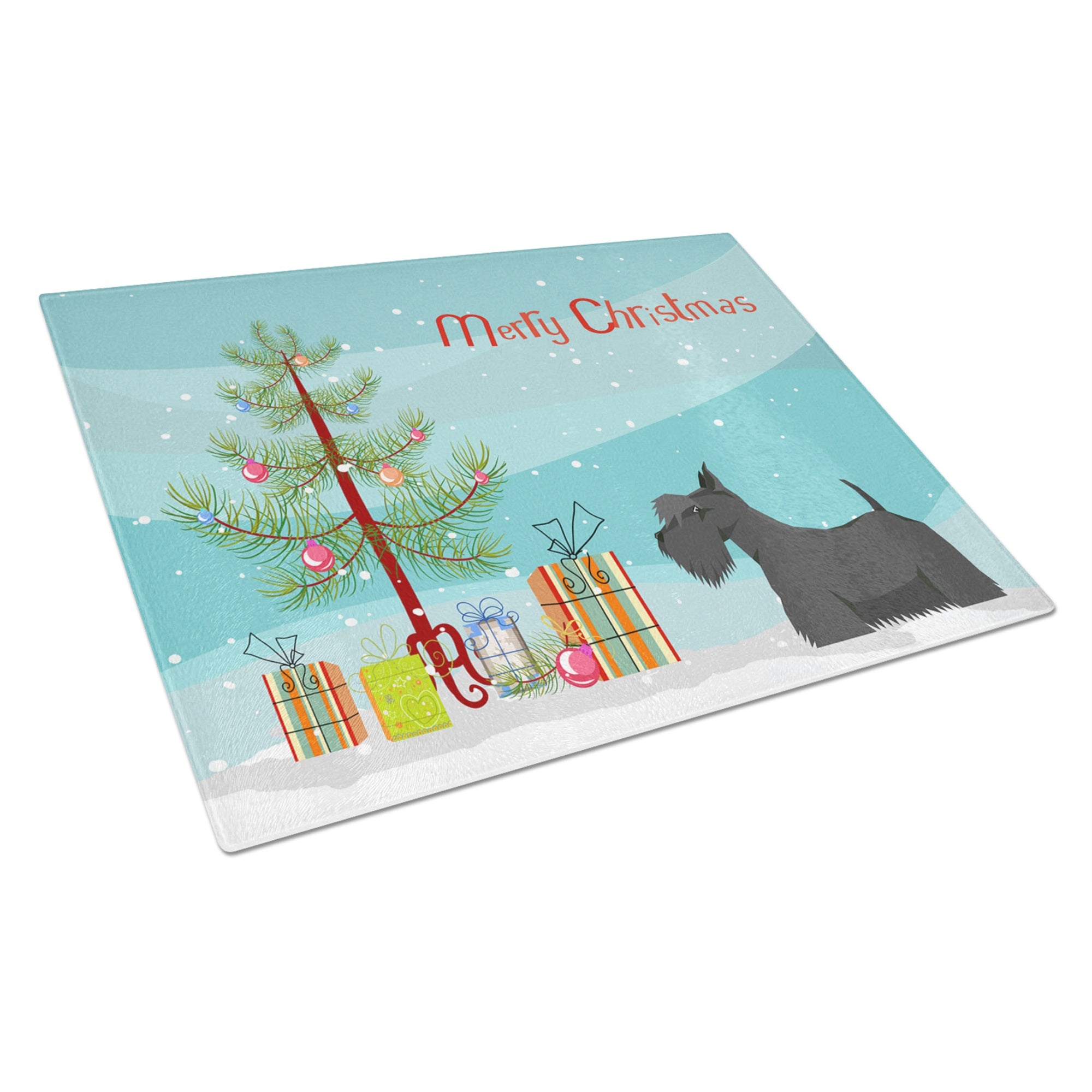 Scottish Terrier Christmas Tree Glass Cutting Board Large
