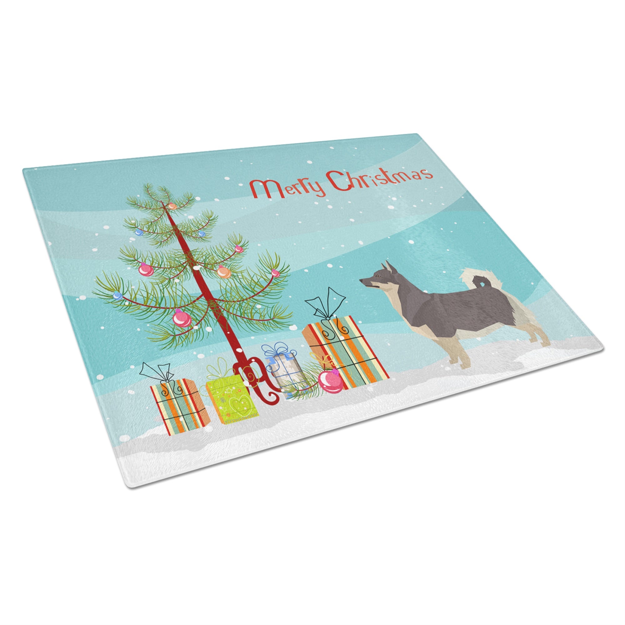 Swedish Vallhund Christmas Tree Glass Cutting Board Large