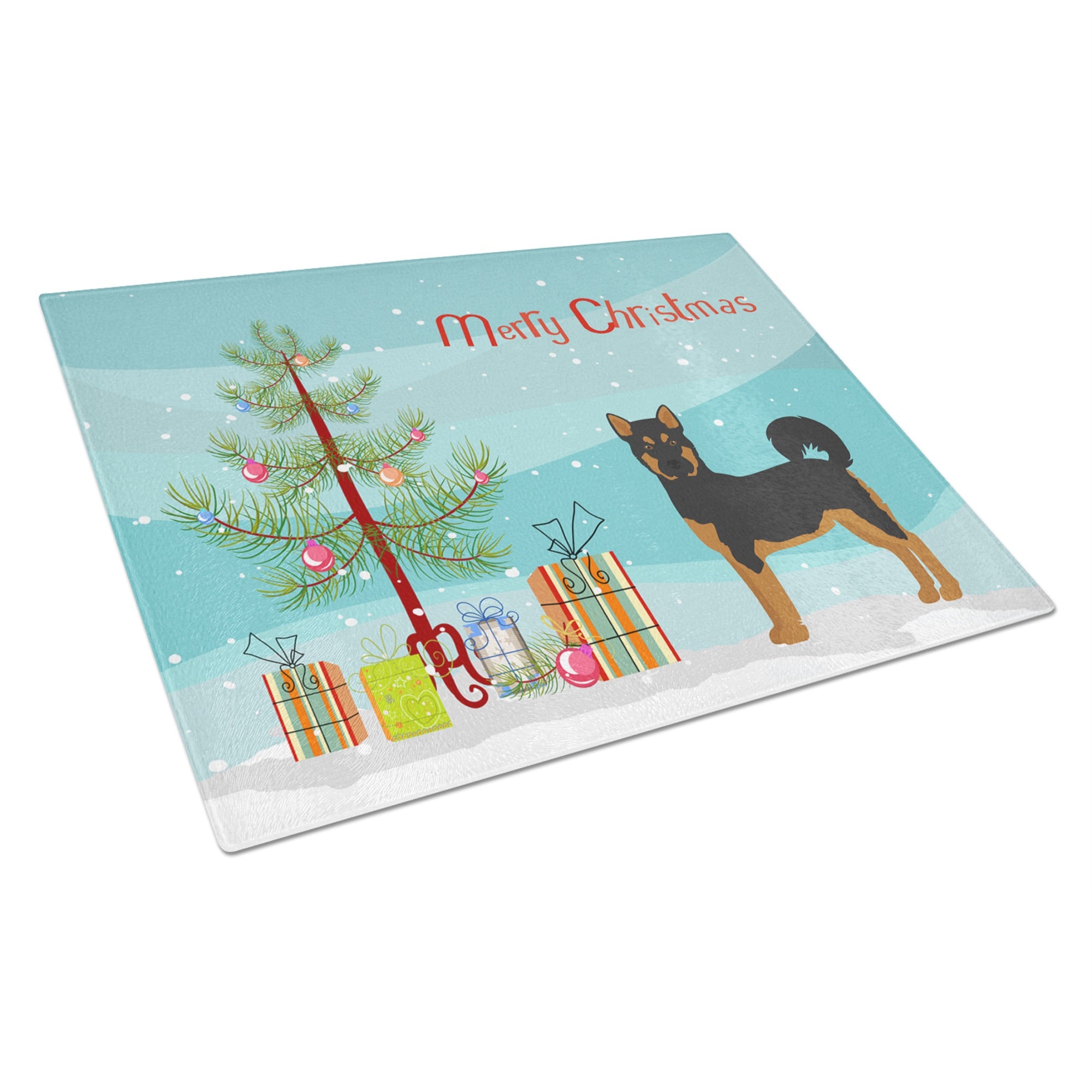 Akita Shepherd Black And Tan Christmas Tree Glass Cutting Board Large