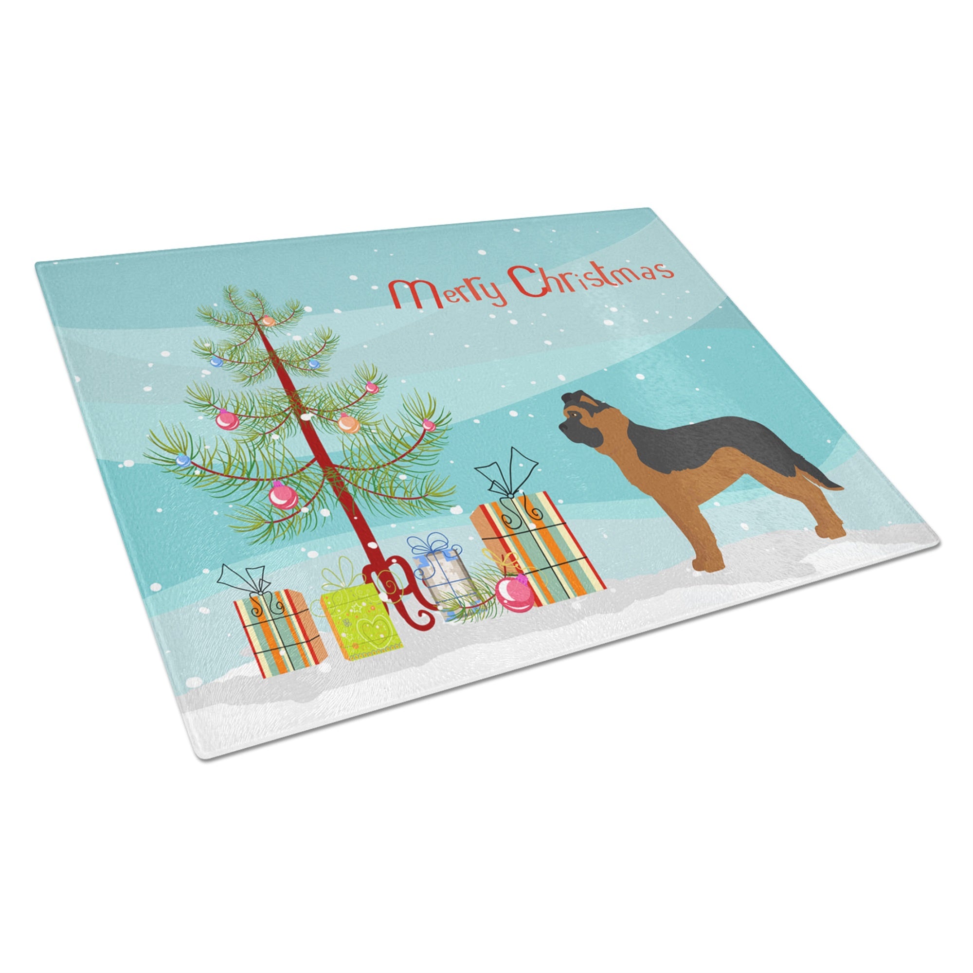 Black German Shepherd Mastiff Mix Christmas Tree Glass Cutting Board Large